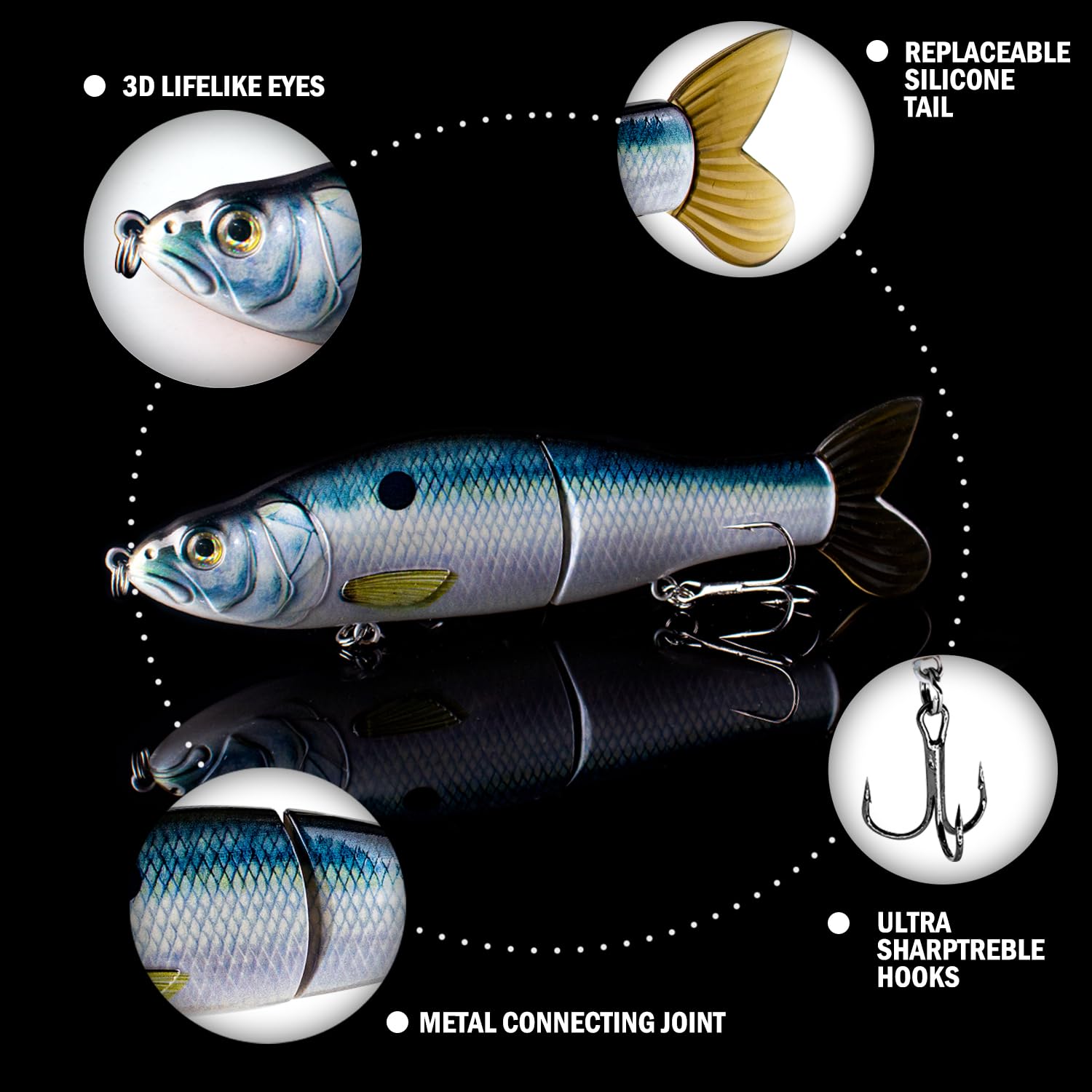 Leurre Swimbait 2 Parties Pour Brochet – 16,5 Cm, 60 G, Coule Lentement, Idéal Brochet, Truite, Perche