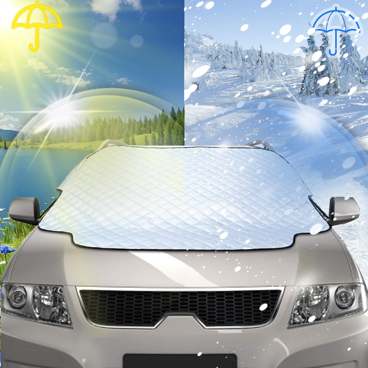 1 Pare-Soleil Voiture Protege Pare Brise Givre, 142 X 96 Cm