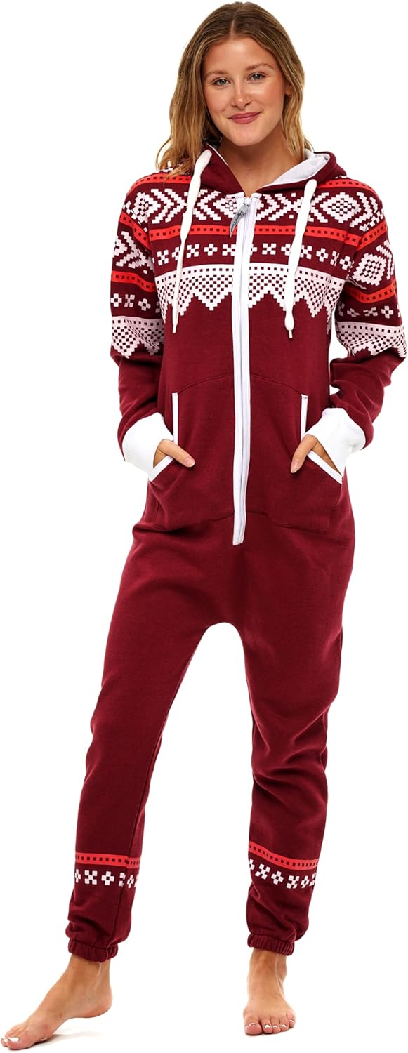 Skylinewears Adult Onesie for Women One Piece Pajama Ladies Jumpsuit Unisex Non Foot Playsuit