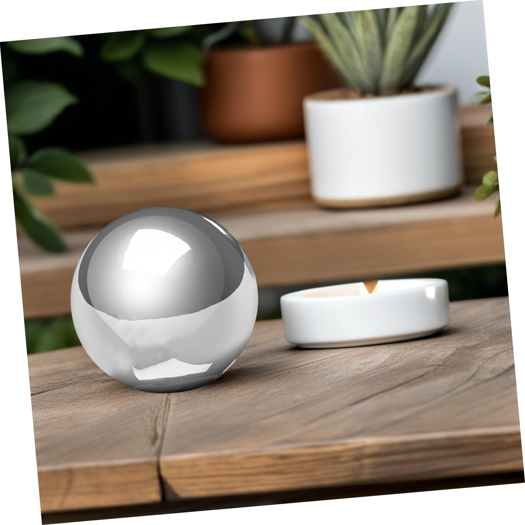 VANZACK 2 Piezas Bolas Decorativas Inoxidable Pulido Esfera Hueca Reflectante para Jardín Estanque y Decoración Colgante Exterior