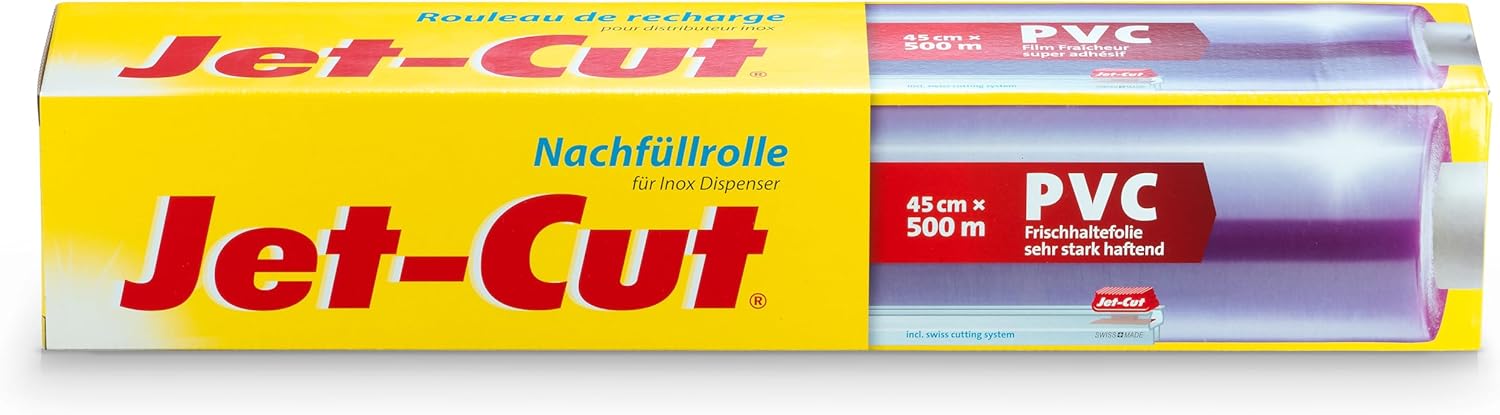 Jet-Cut Refill Roll for Stainless Steel Dispenser, 45 cm x 500 m, Transparent PVC