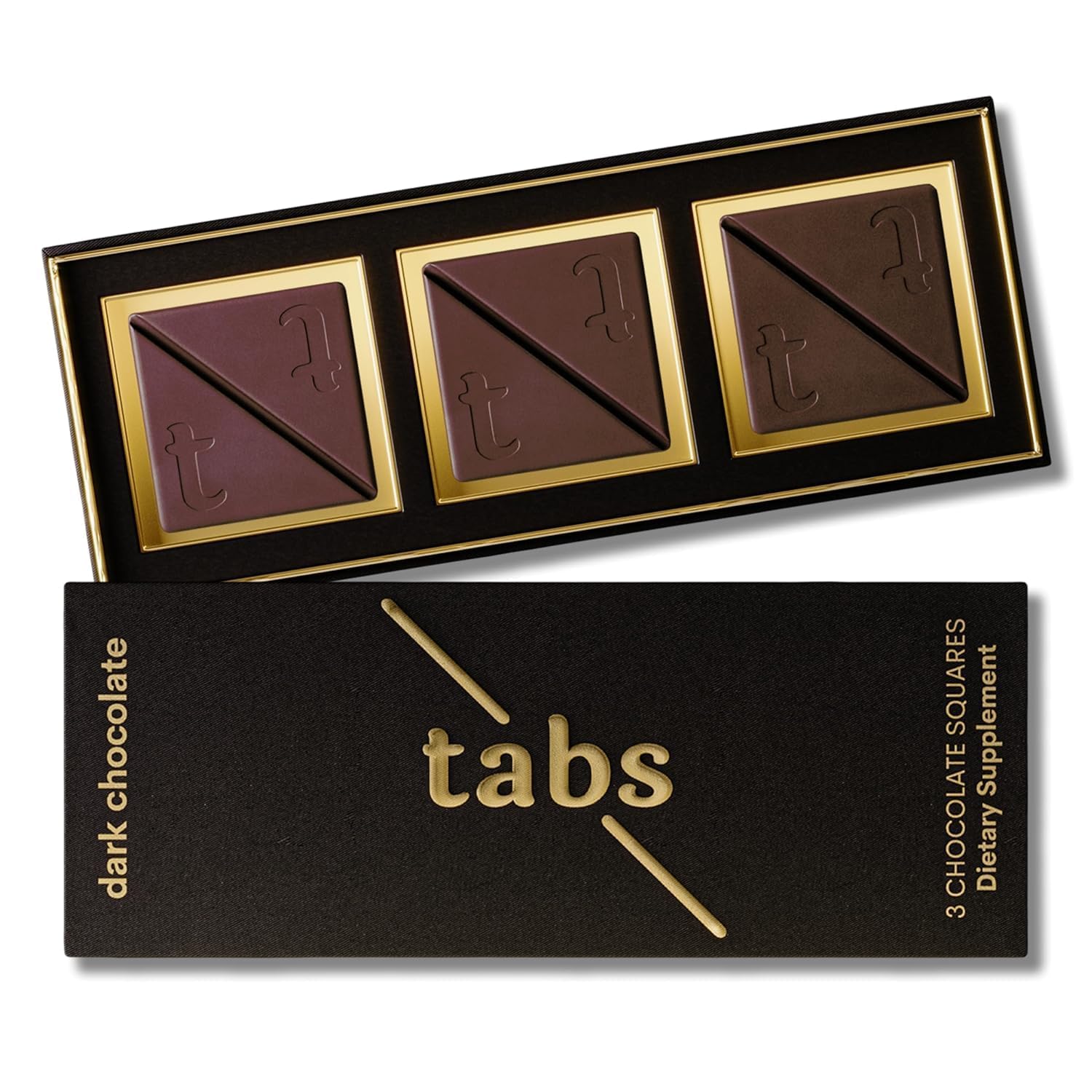 Tabs Chocolate Squares for Couples (1 Box) - Dark Chocolate Bar to Improve Mood - Vegetarian, Gluten-Free for Men & Women - by Ellipse