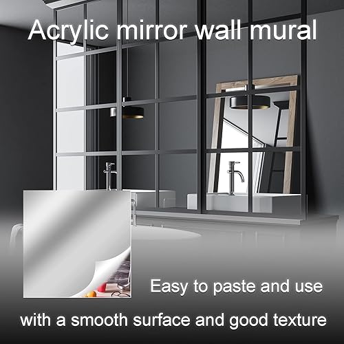 Miniatura 5 de TSYFM Hojas de espejo autoadhesivas, 19.7 x 39.3 pulgadas, láminas de espejo acrílicas flexibles para pared, azulejos de espejo resistentes a los