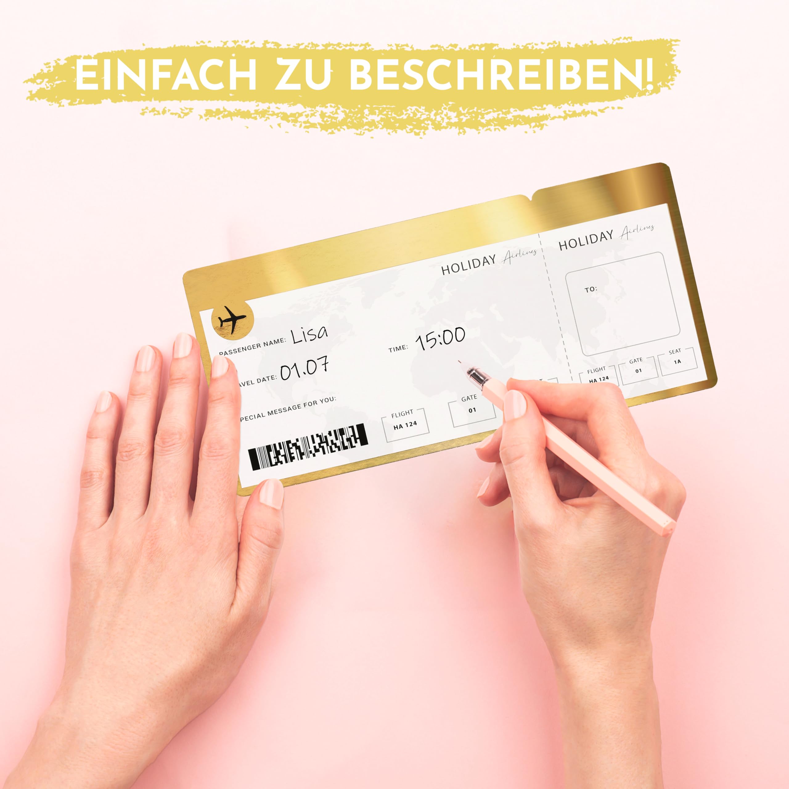 CraftWerk Biglietto aereo con superficie da grattare – Passaporto imbarco regalo personalizzato per donne