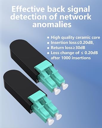 5 Pack LC Fiber Multimode Loopback Testers, OM3/OM4 50/125