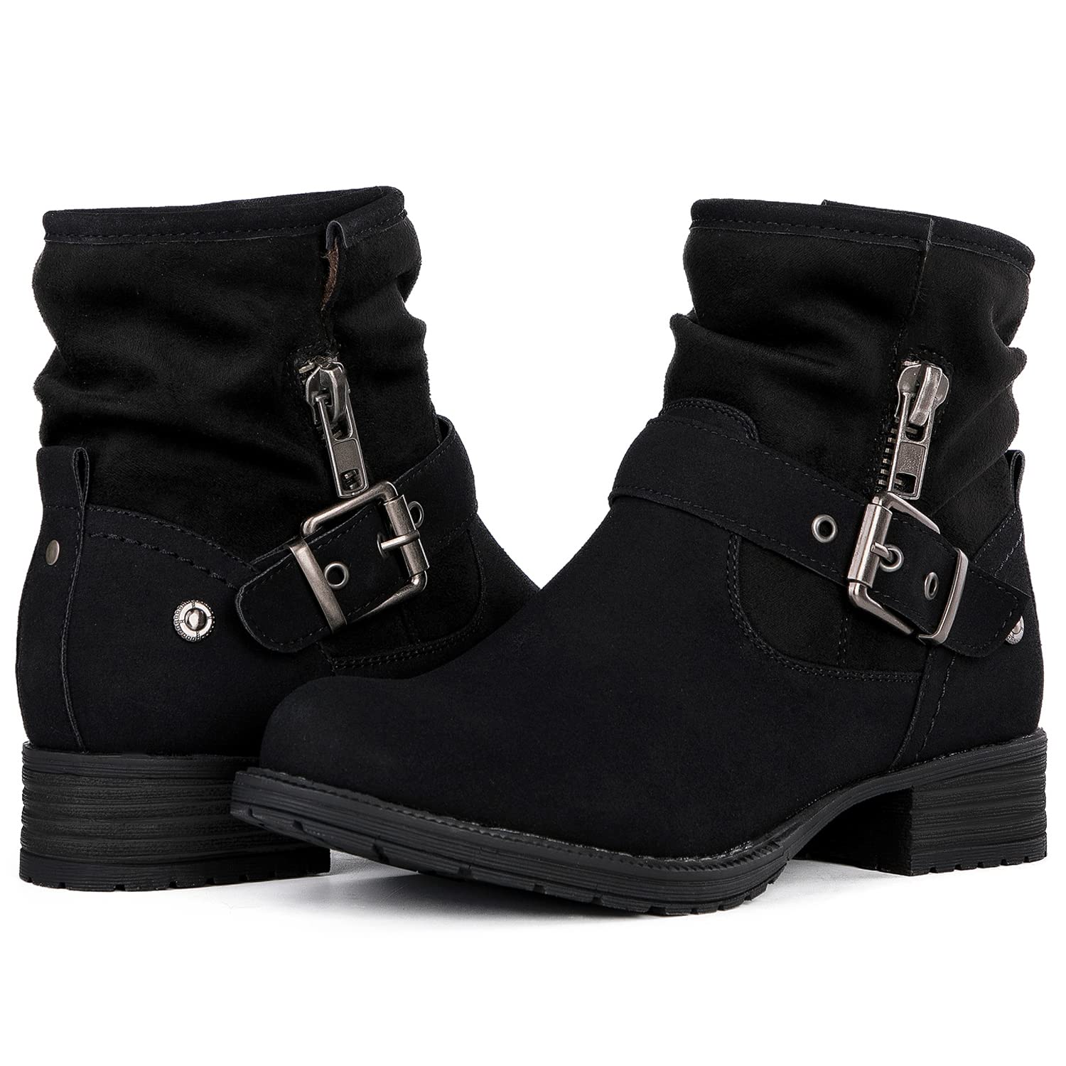 GLOBALWIN Womens Ankle Boots for Women Booties for Women Low Heel
