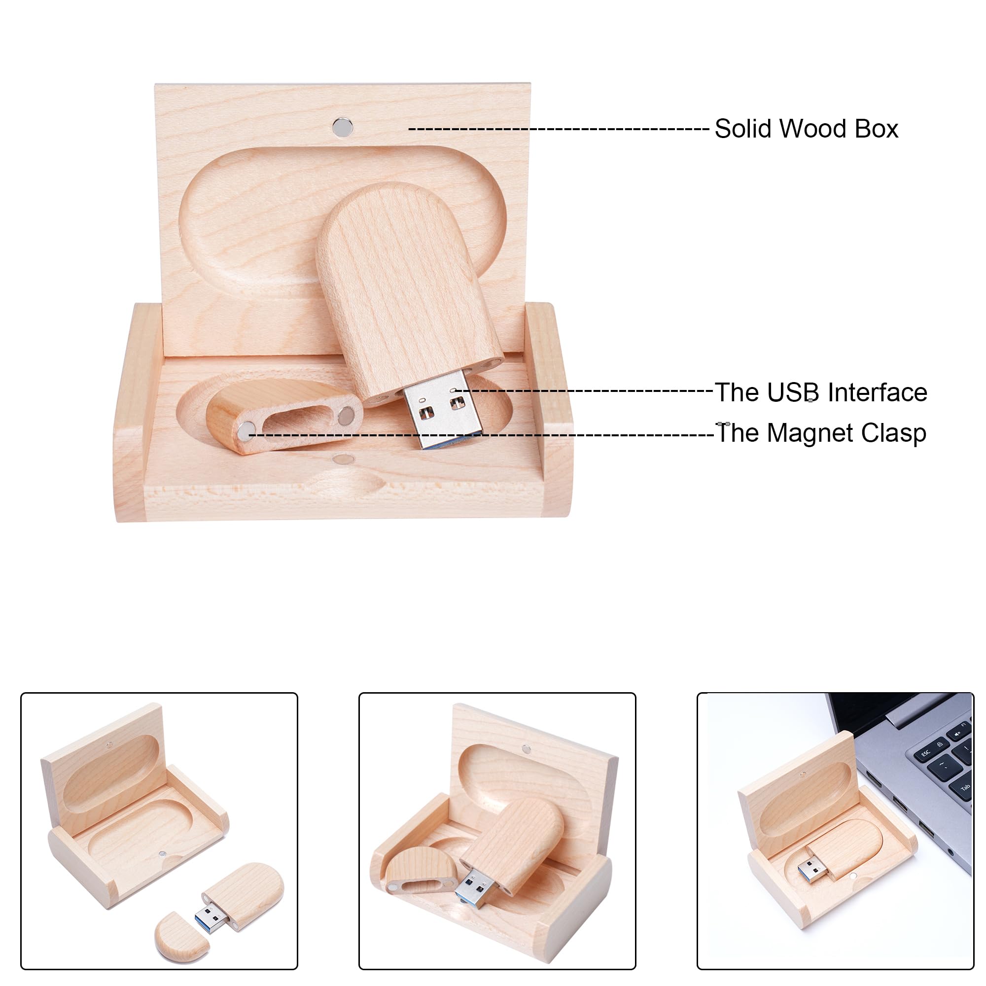 USB Stick Hölzernes Speicherstick 32GB USB 2.0 Flash Drive Memory Stick Datenspeicher Pendrive Geschenk Mit Holzkasten - 4