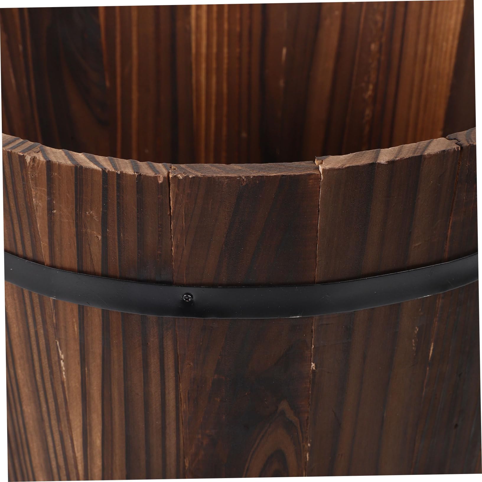 Toyvian Pot de Fleur Lumineux en Bois Carbonisé, Jardinière en Seau Anticorrosion pour Décoration de Balcon et Aménagement de Jardin Rétro