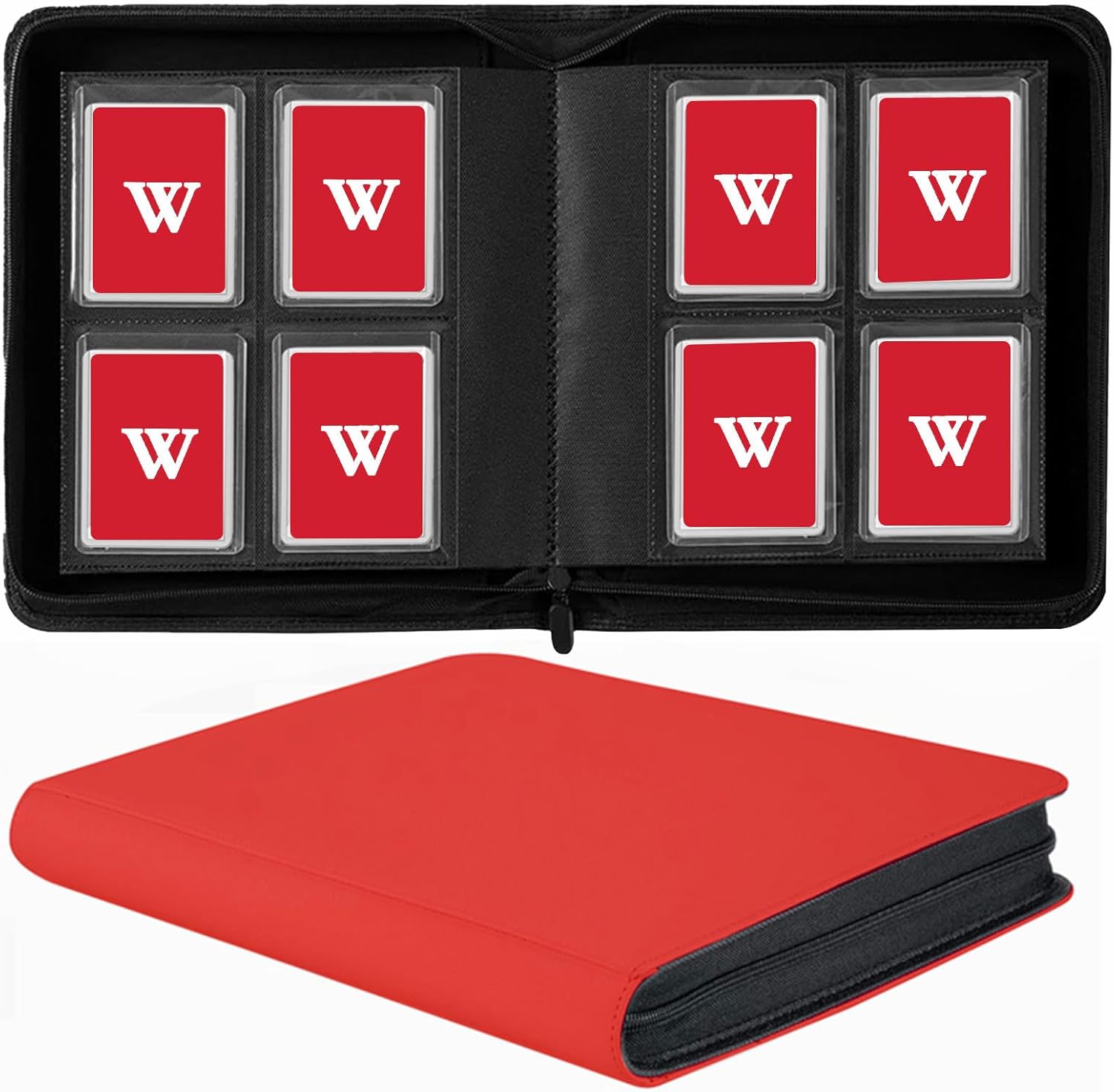 128 Pockets Toploader Binder Holds Top Loaders, 4-Pocket Top Loaders Binder Album, Toploader Card Binder for 3" x 4" Rigid Card Holders, Ringless Toploader Storage Folder (Blue)