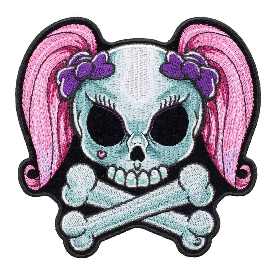 Amazon.com: PatchStop Pigtails Skull Crossbones Pink Iron On