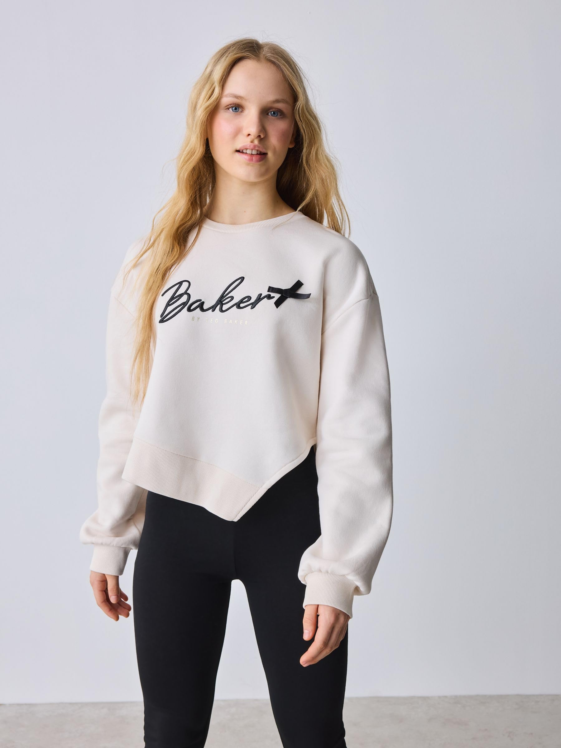 Mädchen asymmetrisches Sweatshirt und Leggings mit Schlag im 2-teiligen Set