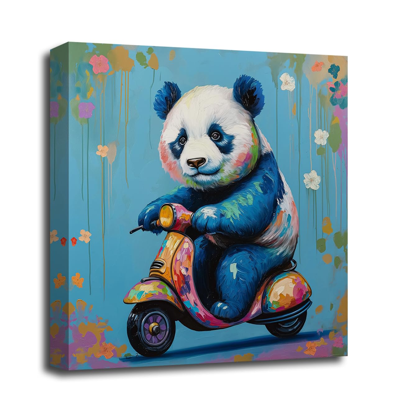 LMYSXAOZ Panda Wall Art Funny Baby Canvas Prints Graffiti Animals Picture Modern Artwork for Children's Room Decor Framed (Animal-2, 16.00"x16.00")