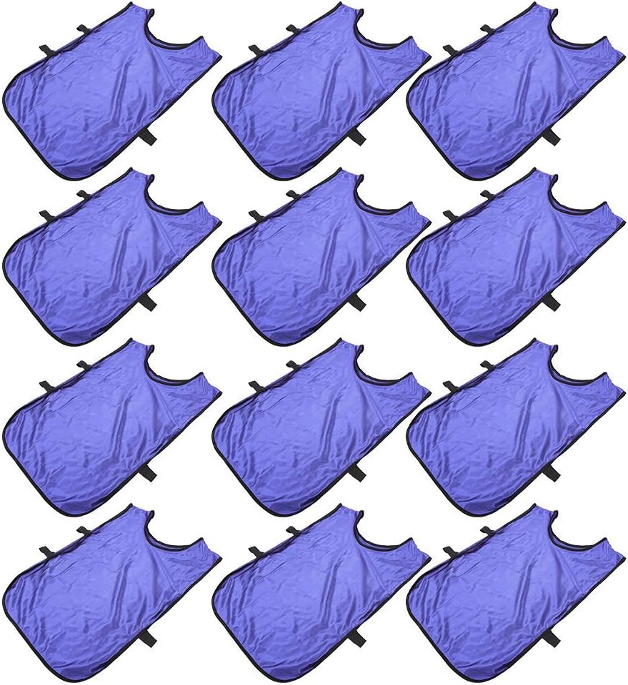 Soccer Pinnies, Pennies for Sports Adult Soccer Vest Male and Female 12pcs Polyester Fiber + Nylon Cloth Team Practice Pinnies for Football Basketball Fitness