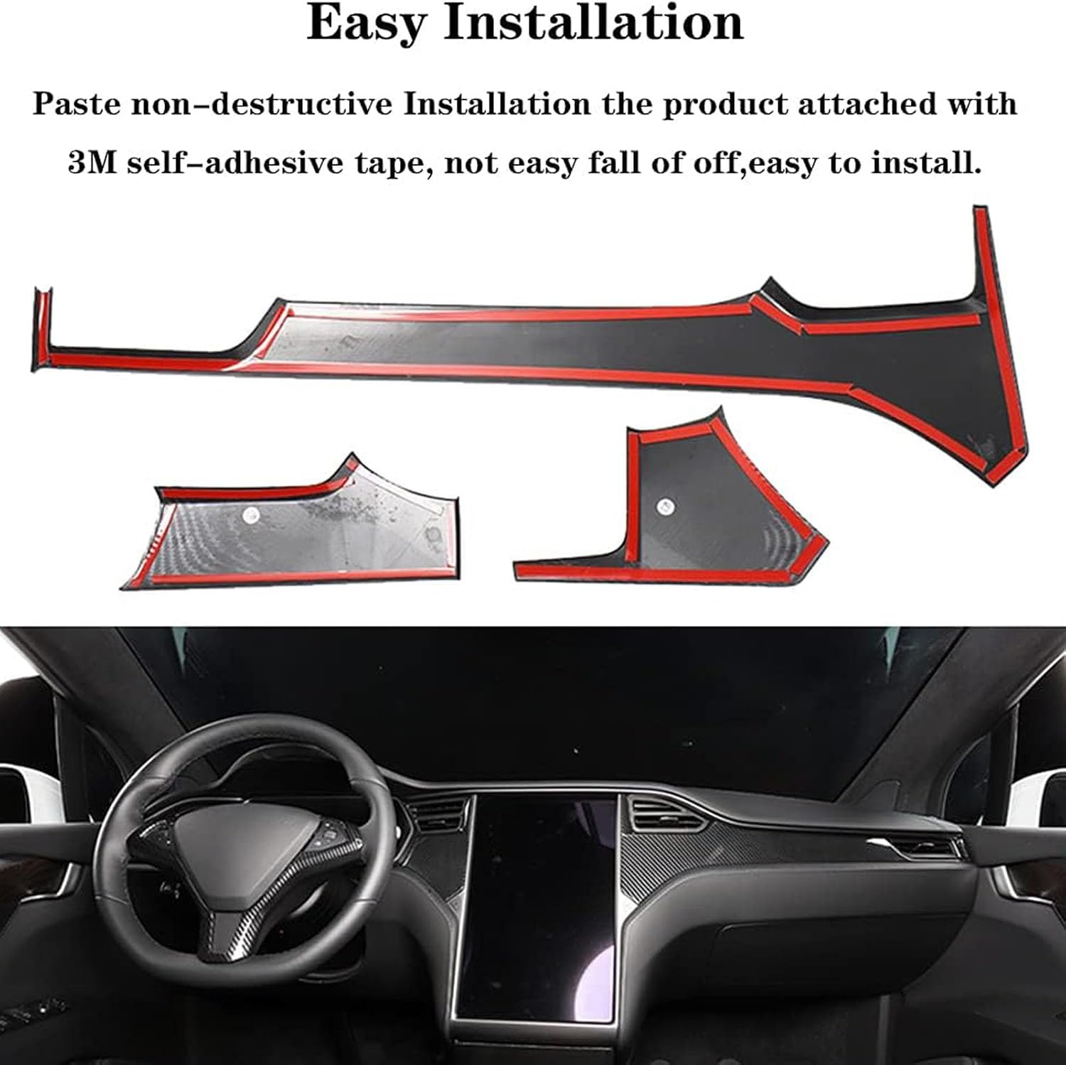 gearup center console dashboard cover trim compatible with tesla model x model s 2020 2019 2018 2017 2016 2015 2014(carbon fiber)