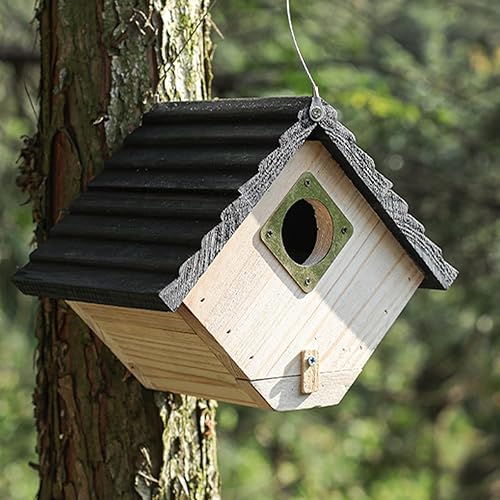 Miniatura 2 de Casa de pájaros para exteriores, casas de pájaros al aire libre, cabaña de pájaros de madera natural, gancho de cardenales, casa de pájaros para