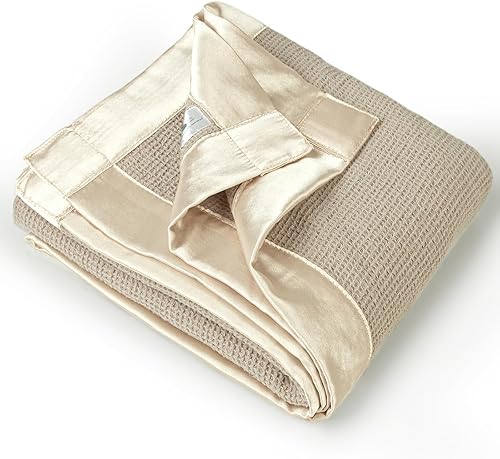 lulumoon Manta de bebé para envolver manta de gofre con ribete satinado, mantas suaves y transpirables para niños pequeños, perfectas para cubierta