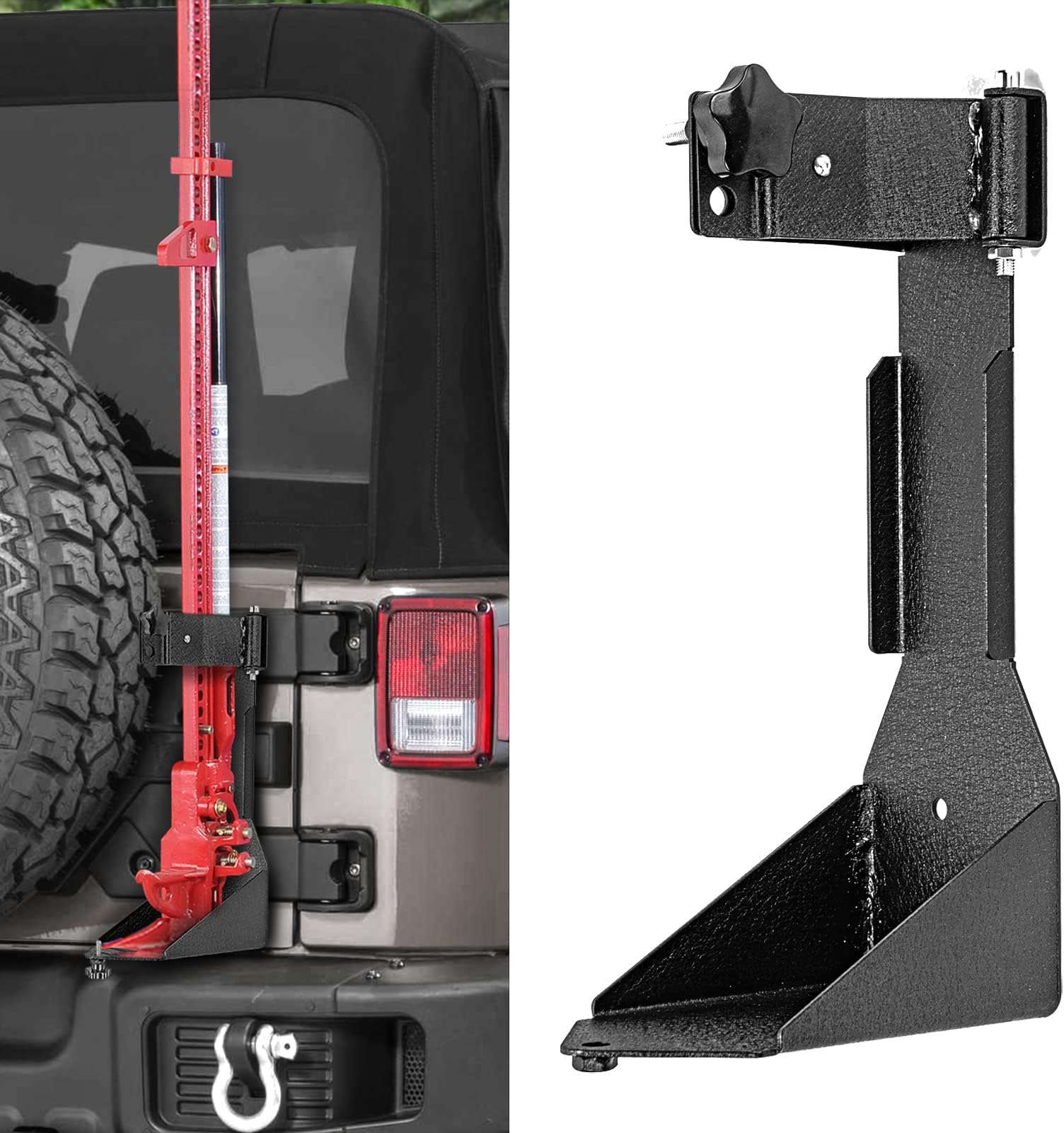 WeiSen Jack Holder Tailgate Door Hinge Mount Bracket Kit Compatible with Jeep Wrangler JK 2007-2017