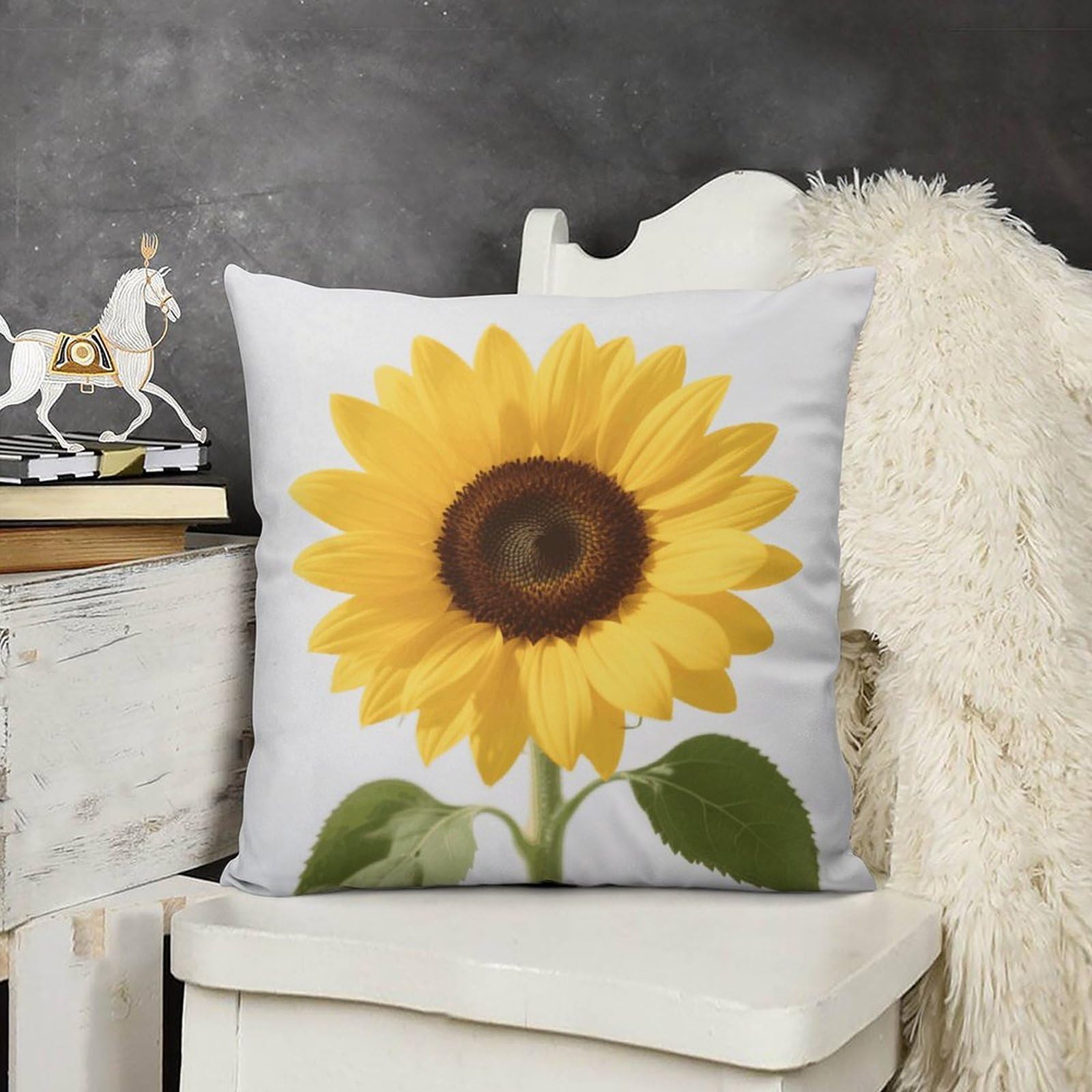 FodPand Boho Farmhouse Yellow Summer Sunflower Pillow Covers with Hidden Zipper 12x12 Soft Plush Cushion Cover Decorative Throw Pillow Cases for Couch Bed Sofa Living Room Indoor Outdoor Home Decor