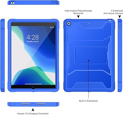Miniatura 3 de Soke Funda para iPad de 9ª/8ª/7ª generación de 10.2 pulgadas (versión 2021/2020/2019), con protector de pantalla integrado y soporte, funda