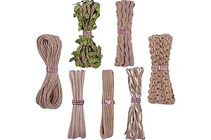 7 Rolls Jute Ribbons Burlap Ribbon Value Pack for Crafting and Decoration