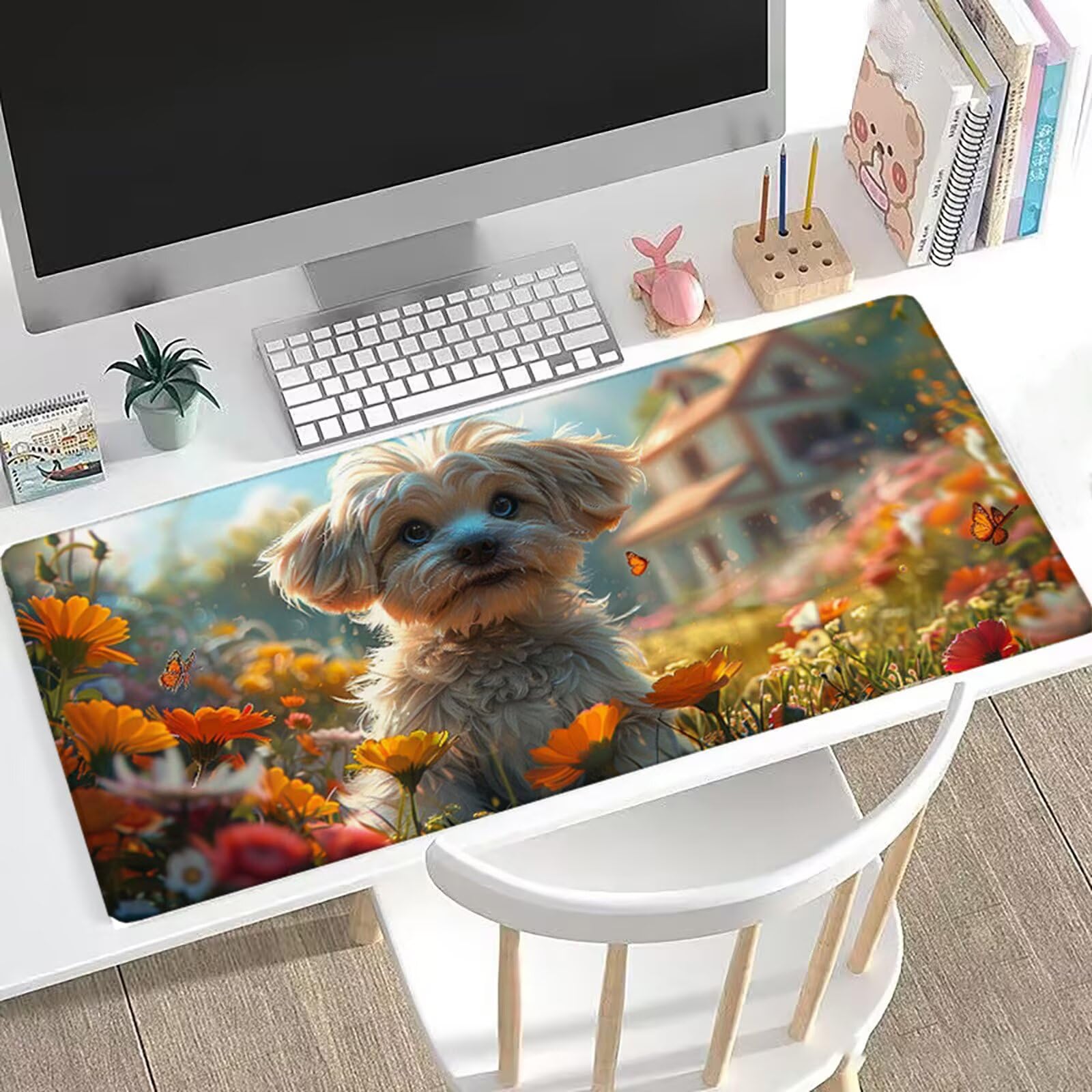 Podkładka pod mysz, gamingowa podkładka pod mysz, mata na biurko, duża, 1200 x 600 x 3 mm, XXL, biała, długa klawiatura komputerowa, podkładka pod mysz z antypoślizgową podstawą, przeszyte krawędzie