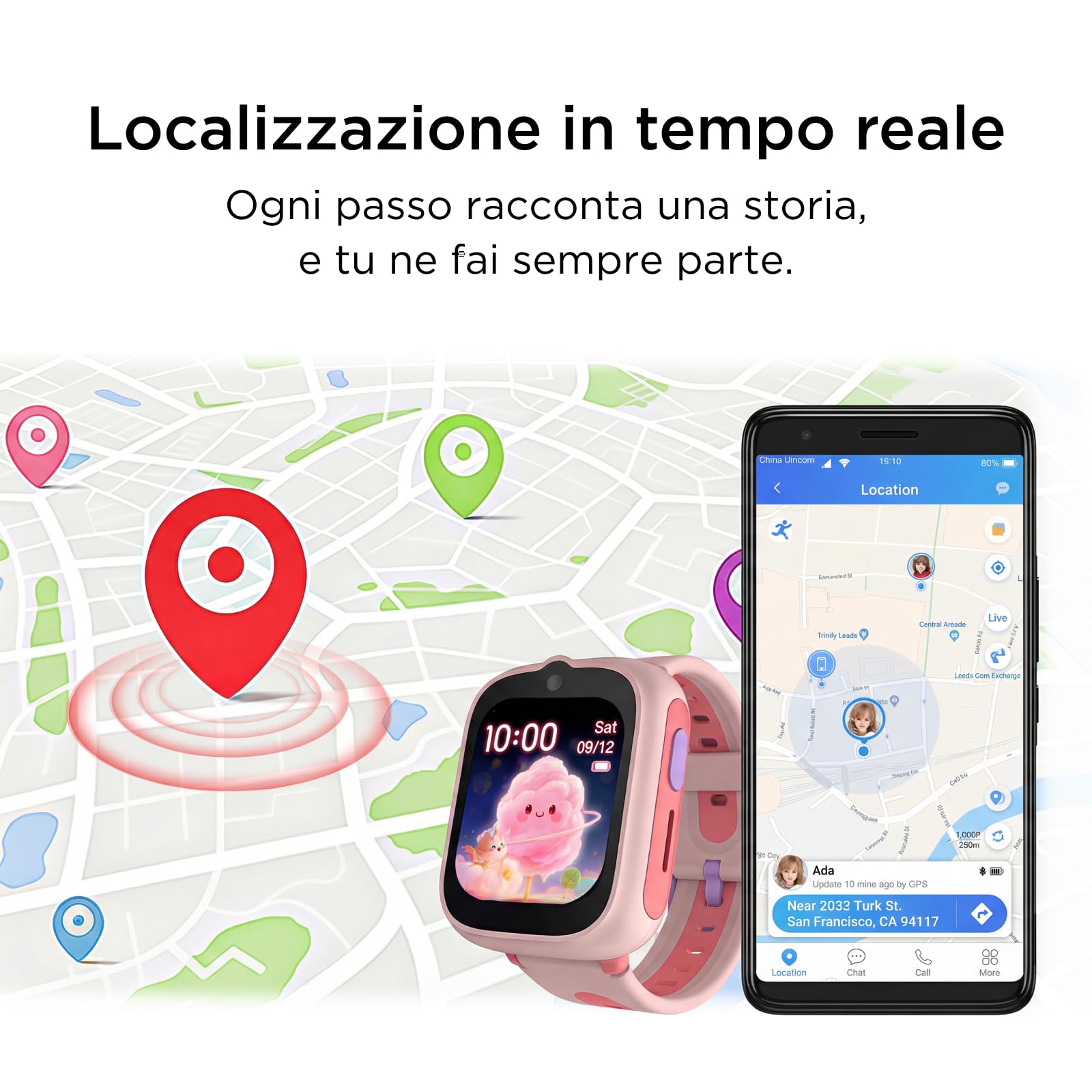 TCL MOVETIME MT48 – Smartwatch per bambini con videochiamate 4G, tracciamento GPS dual‑band L1+L5, batteria da 2,5 giorni e resistenza IP68 + 2ATM per avventure sicure, Rosa, senza SIM
