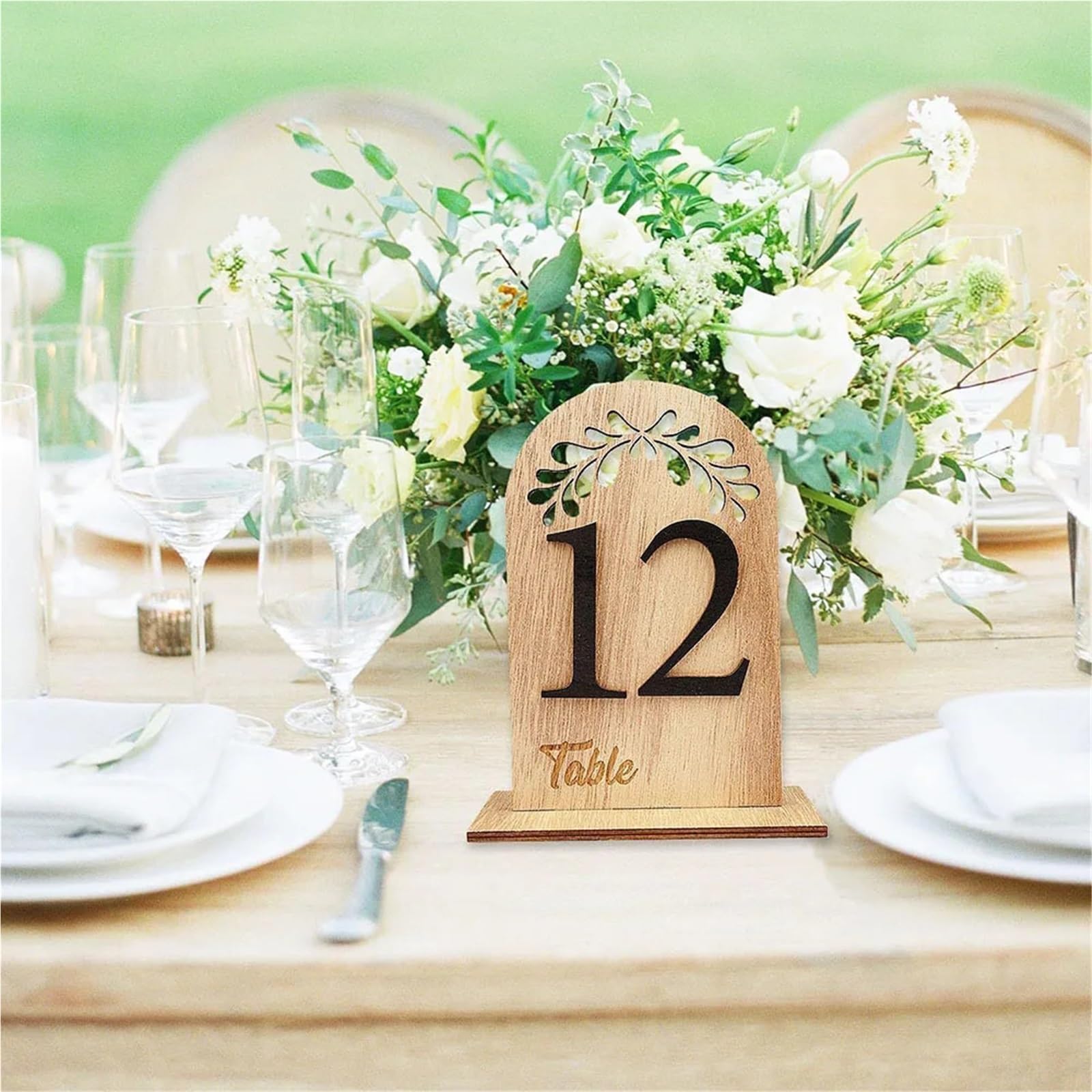Genérico Portanúmeros de mesa Soporte de números mesa madera for boda, 1-30, con Base soporte for recepción , despedida soltera, banquete, decoración restaurante(Number 21-30)