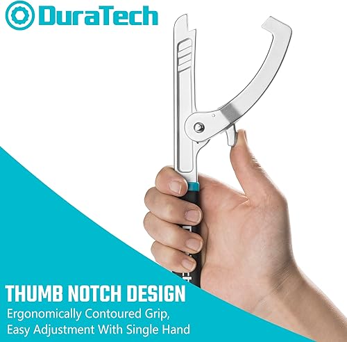 Miniatura 5 de DURATECH Llave de tuerca de bloqueo para colador de fregadero, ajustable hasta 4-34 pulgadas de capacidad de mordaza, para instalar o quitar tuercas