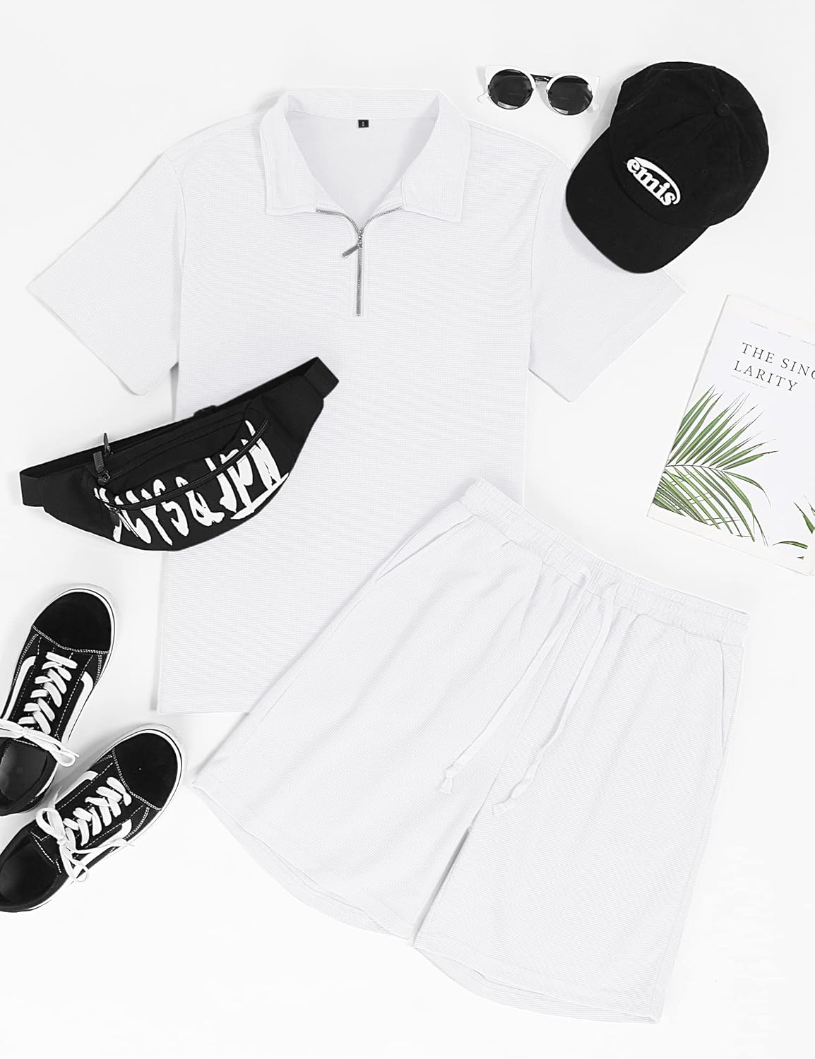 Babioboa Men's Short Sleeve Polo Shirt & Shorts set Summer Two Piece Outfits 3 Pockets zip Tracksuits Casual Daily Sport - Image 2