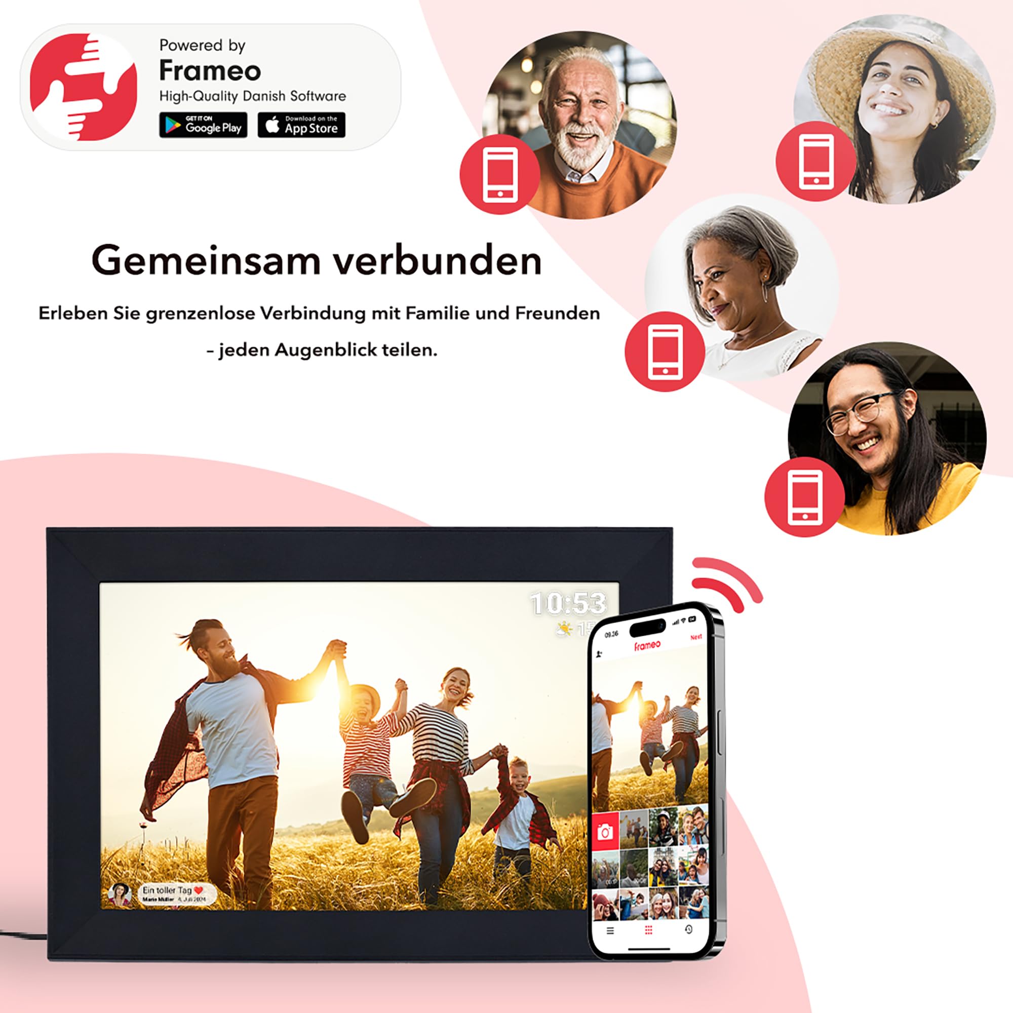 Rollei Smart Frame WiFi 103 czarna – 10,1 cala Touch – WiFi – ramka na zdjęcia z aplikacją Frameo do szybkiego i łatwego udostępniania zdjęć lub filmów | panel IPS, wiele funkcji, gniazdo microSD