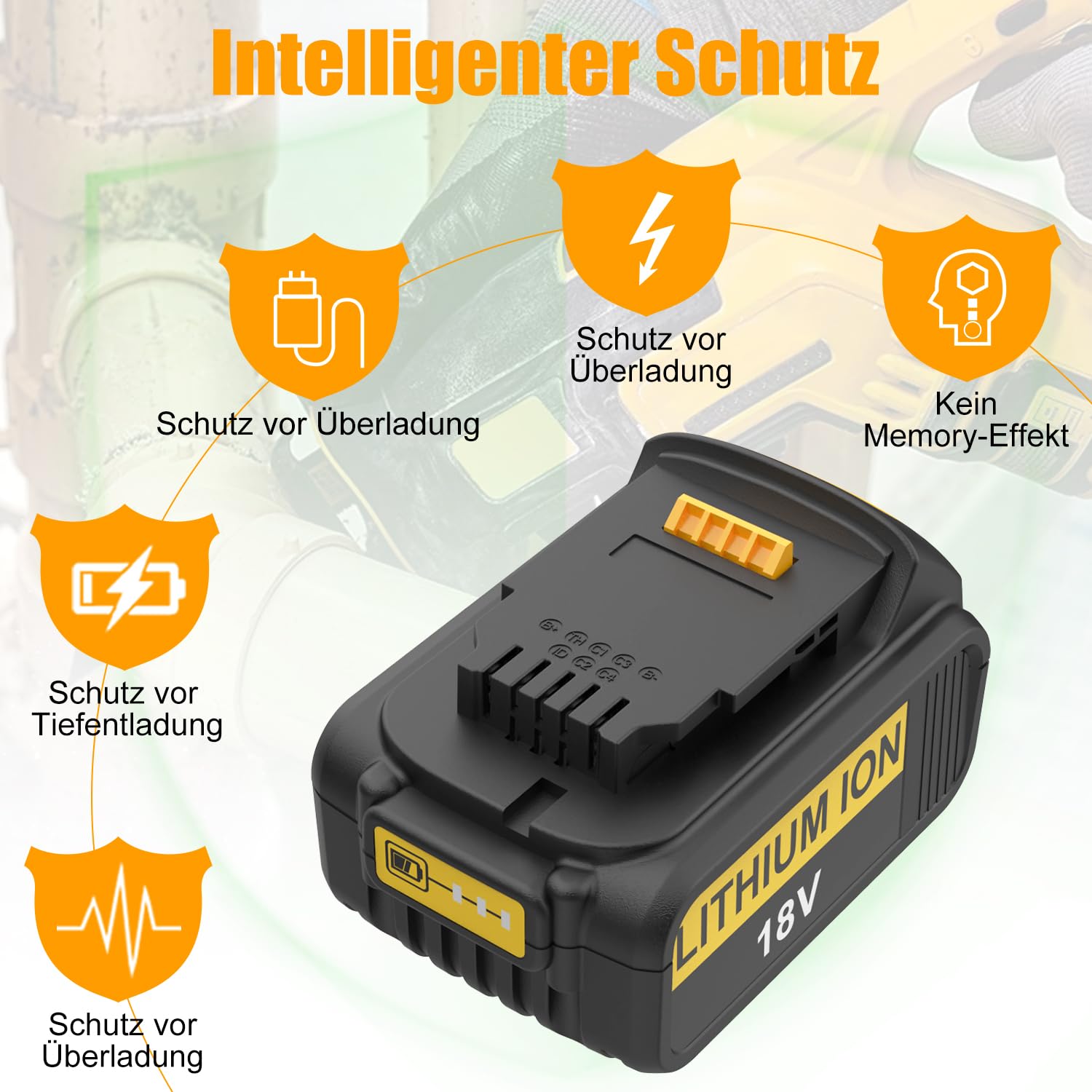 Dewalt 18v Battery 2x Für DeWalt Akku DCB200 18V DCB205 5Ah Battere XR L-on DCB182 Dewalt Drill