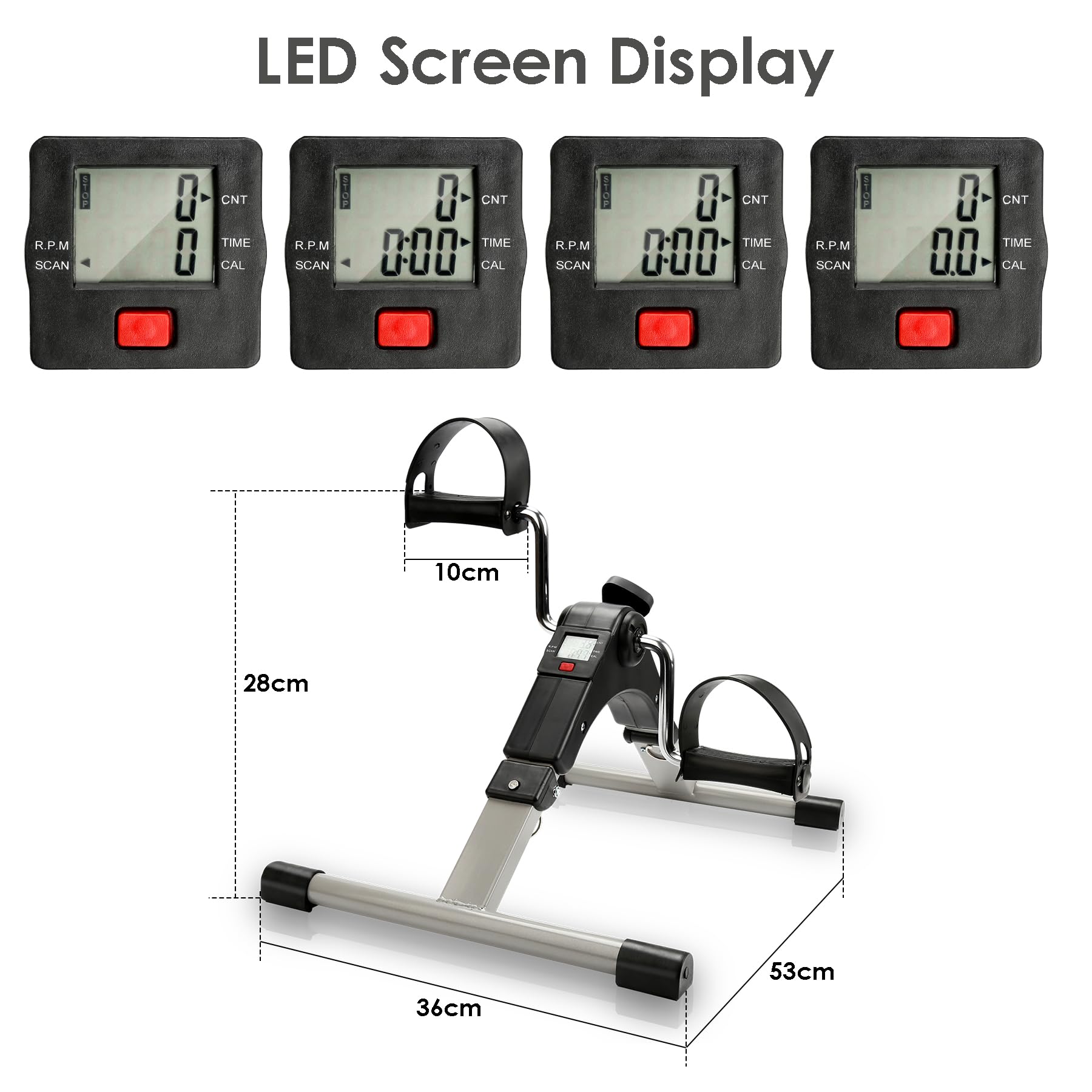 Sonnewelt Cyclette, mini cyclette con monitor LCD, braccia e gambe, pedali, per allenamento di resistenza, resistenza regolabile, per allenamento di movimento, per casa, ufficio