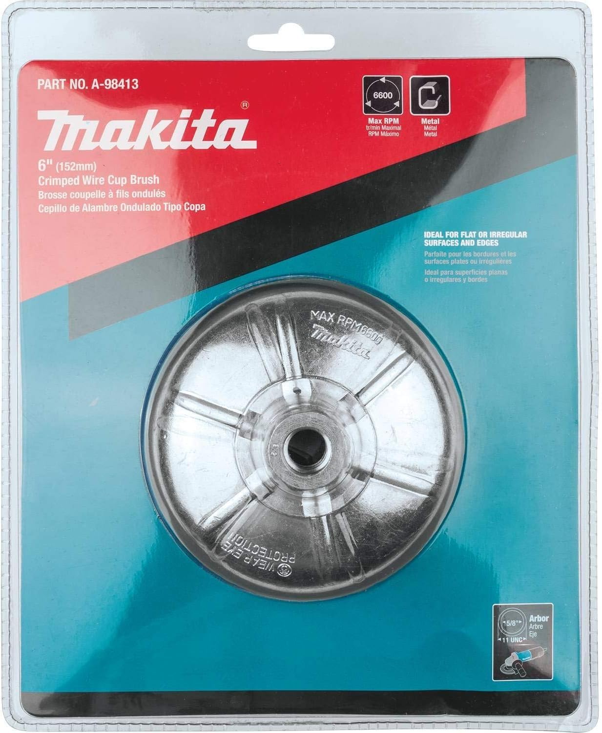 Makita A-98413 6" spazzola a tazza di filo crimpato, 5/8"-11