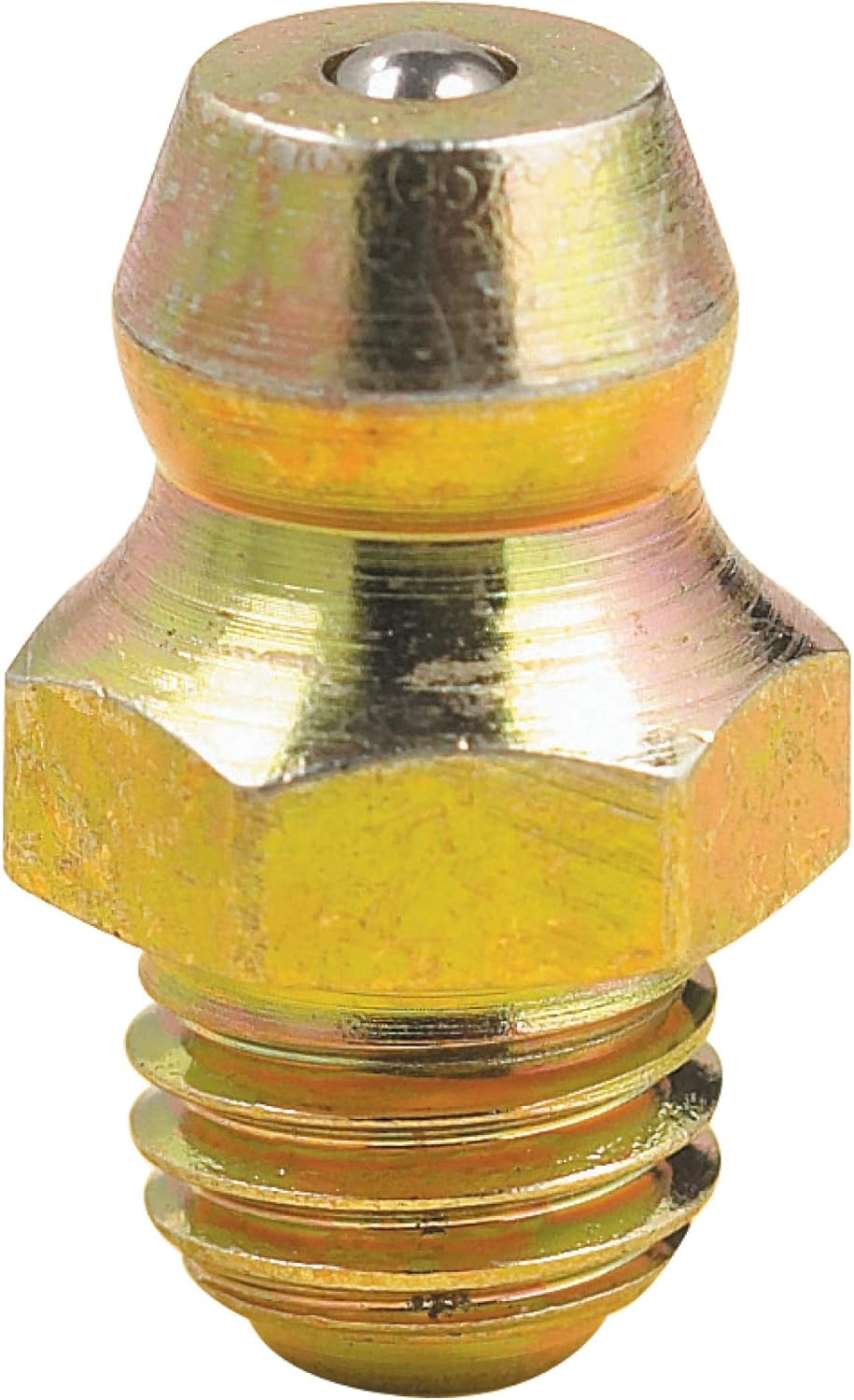 Lumax LX-3007 Gold/Silver ¼”-28 Taper Thread (SAE-LT) Straight 0.54” Long Grease Fitting, (Pack of 100). Fully hardened for extra durability and to protect them from wear due to constant use.