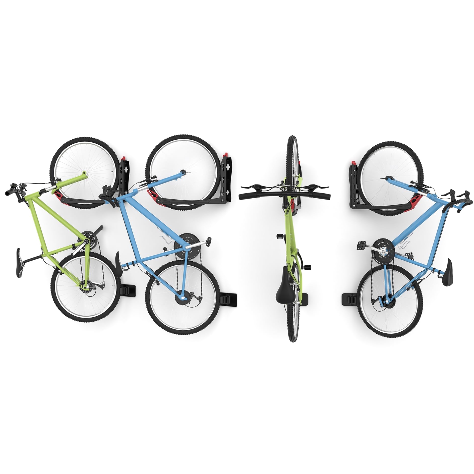 WALMANN BIKEPAL No Lifting Wall Mount Swivel Bike Rack, Wall Bike Hangers for Garage Space Saving Vertical Bike Storage(4 Pack)
