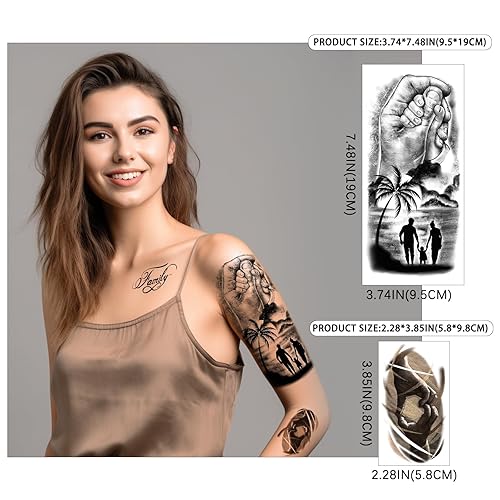 Miniatura 2 de 77 hojas de tatuajes temporales para la familia, tatuaje familiar falso para parejas, citas, reunión familiar, símbolo de unidad de amor, tatuaje