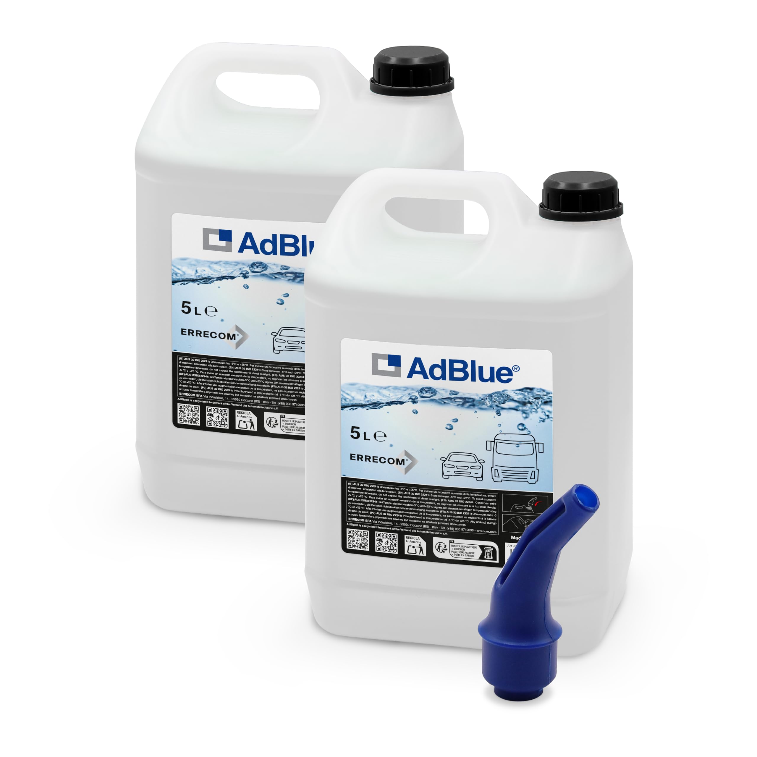 AdBlue® Additivo Motori Diesel per Riduzione Emissioni NOx a Base Urea, Conforme a ISO 22241-1, 10 L (2 x 5 L), Beccuccio Incluso