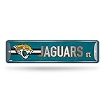 Rico Industries NFL Jacksonville Jaguars Home Dcor Metal Street Sign (4 x 15) - Great for Home, Office, Bedroom, & Man Cave - Made,Silver