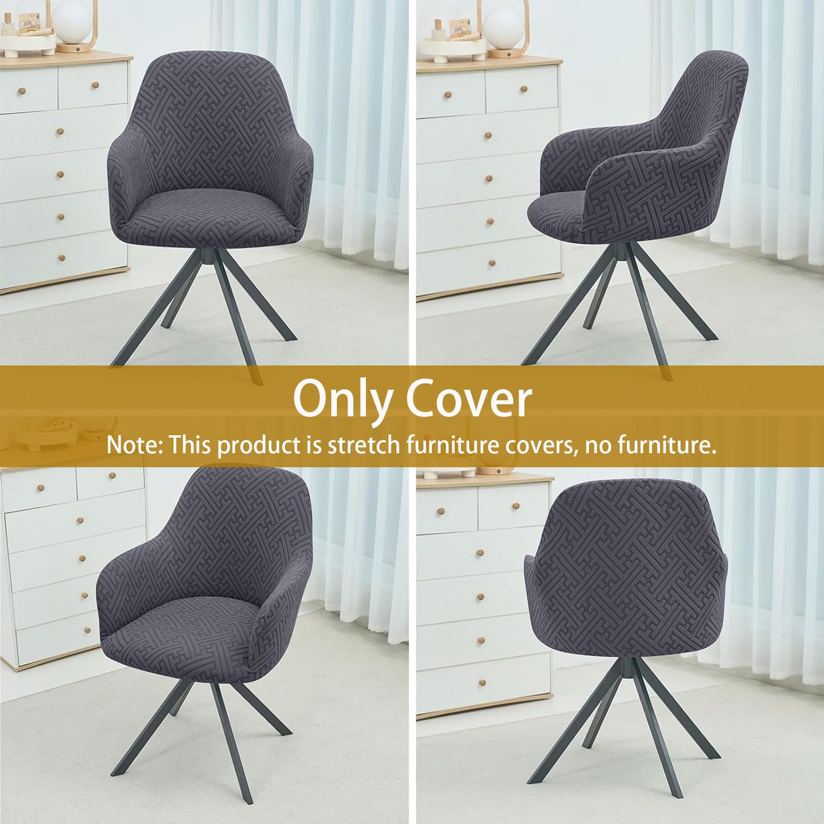 Stretch Bürostuhlbezug mit Armlehne, Elastischer Schwingstuhlhussen, Stuhlbezug für Esszimmer, Hussen für Esszimmerstühle, Computerstuhl, Drehstuhl(Dark Brown,4PCS)