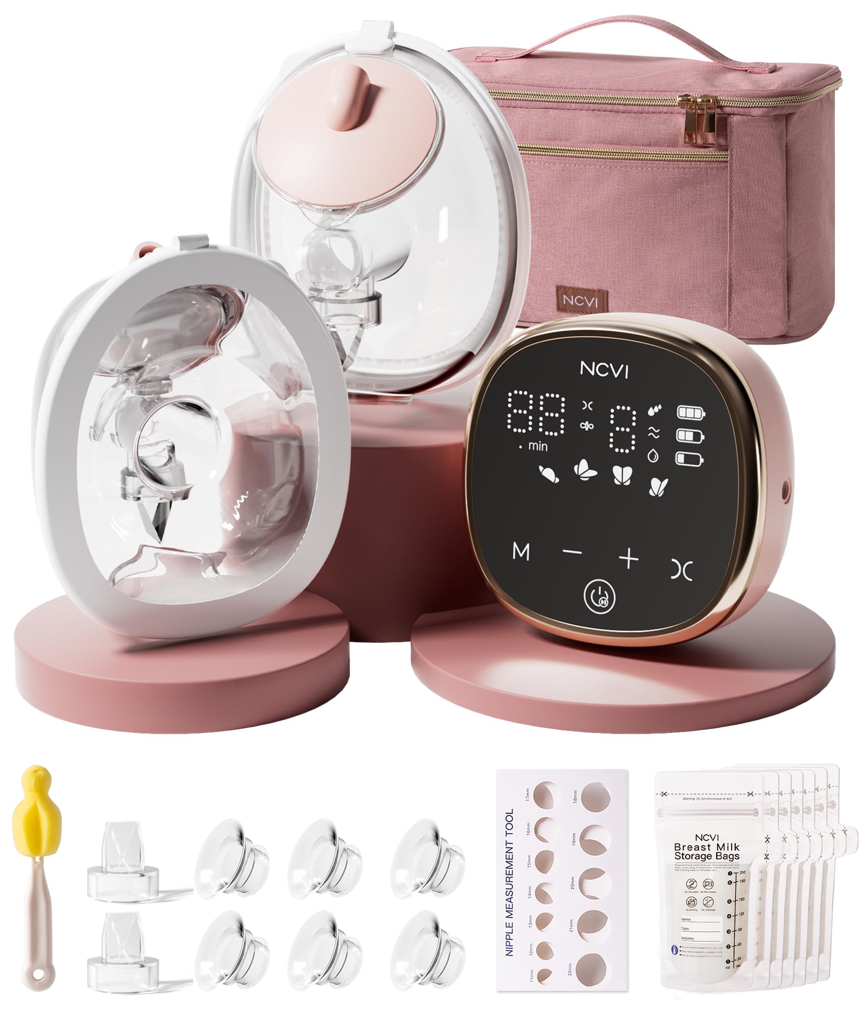 NCVI Tire-lait portable, pompe électrique mains libres avec aspiration de 300 mmHg de qualité hospitalière, portable et rechargeable, 4 modes, 9 niveaux pour la maison, le travail et les déplacements