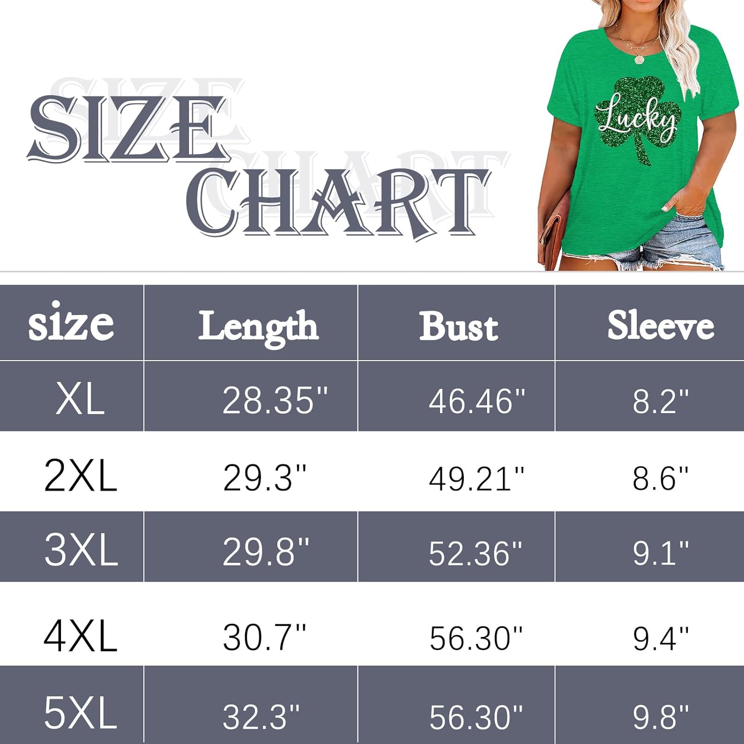 Plus Size St. Patrick's Day Shirt for Women Lucky Shamrock Tee Shirts Irish Clover Graphic Print Tops - Image 6