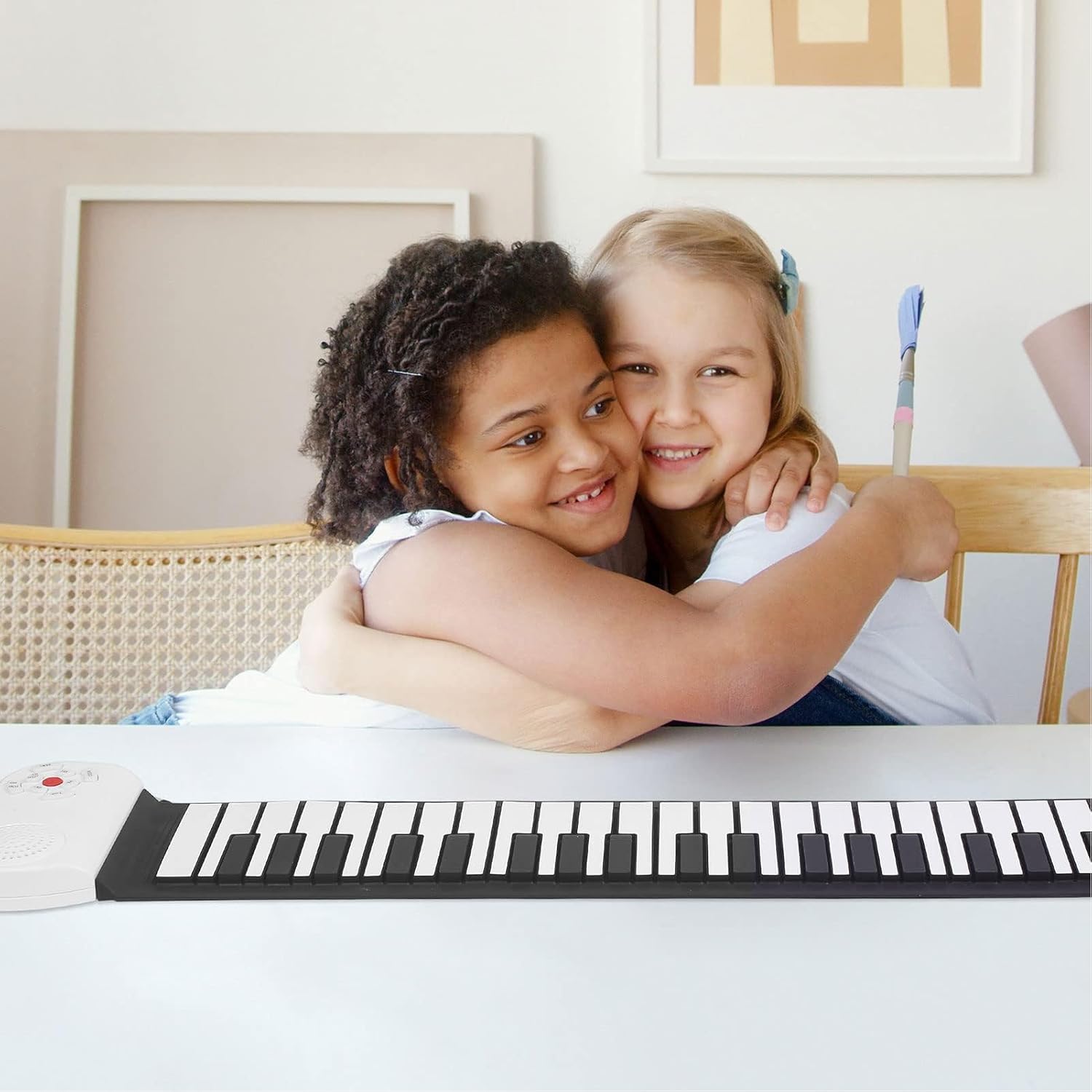 Eujgoov Roll Up Piano 49 Key Portable Electric Keyboard Foldable with Vibrant Tones and Demo Songs for Kids and Beginners