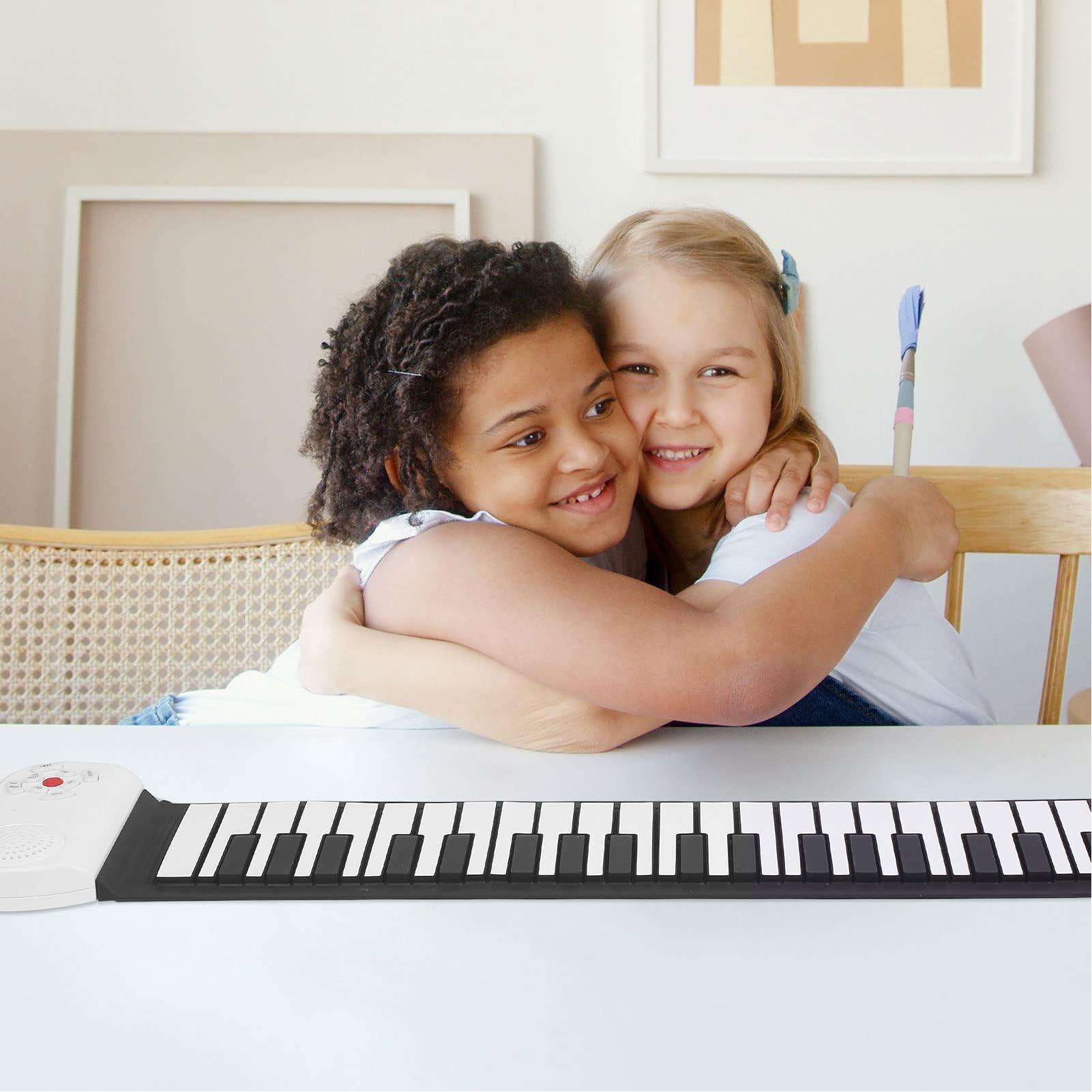Generic Piano per Tastiera Portatile, Pianoforte Portatile per Pianoforte per Tastiera con Altoparlanti Incorporati 49 Tasti Roll -up per per USB di Ricarica Elettrica per i Principianti per i