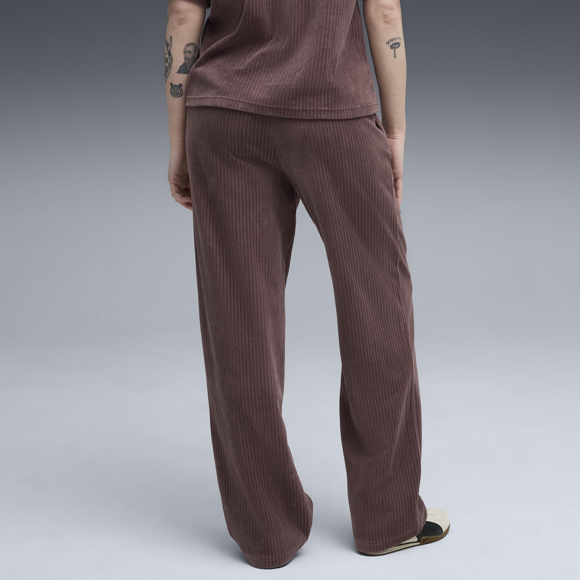 PUMA Ess Elevated Velour Rib Straight Leg Pant - Pantalon tricoté - Pantalon tricoté - Femme