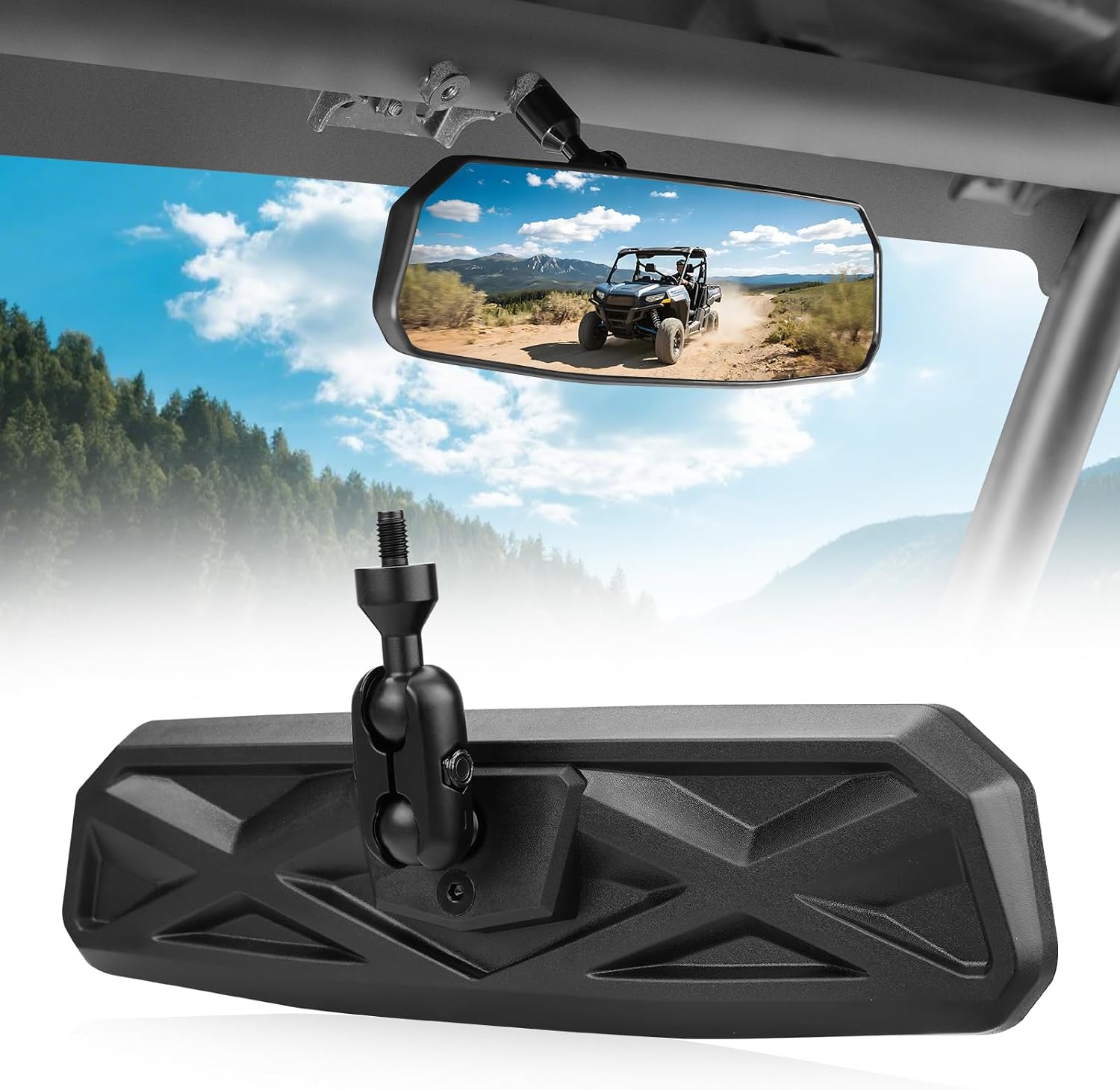 SHEJISI UTV Rear View Mirror Compatible with CFMOTO UForce U10 Pro/XL 2025-2026 & ZForce 950 Sport & Trail 2023-2025，Easy top installation,quick multi-angle adjustment,and improved driving experience