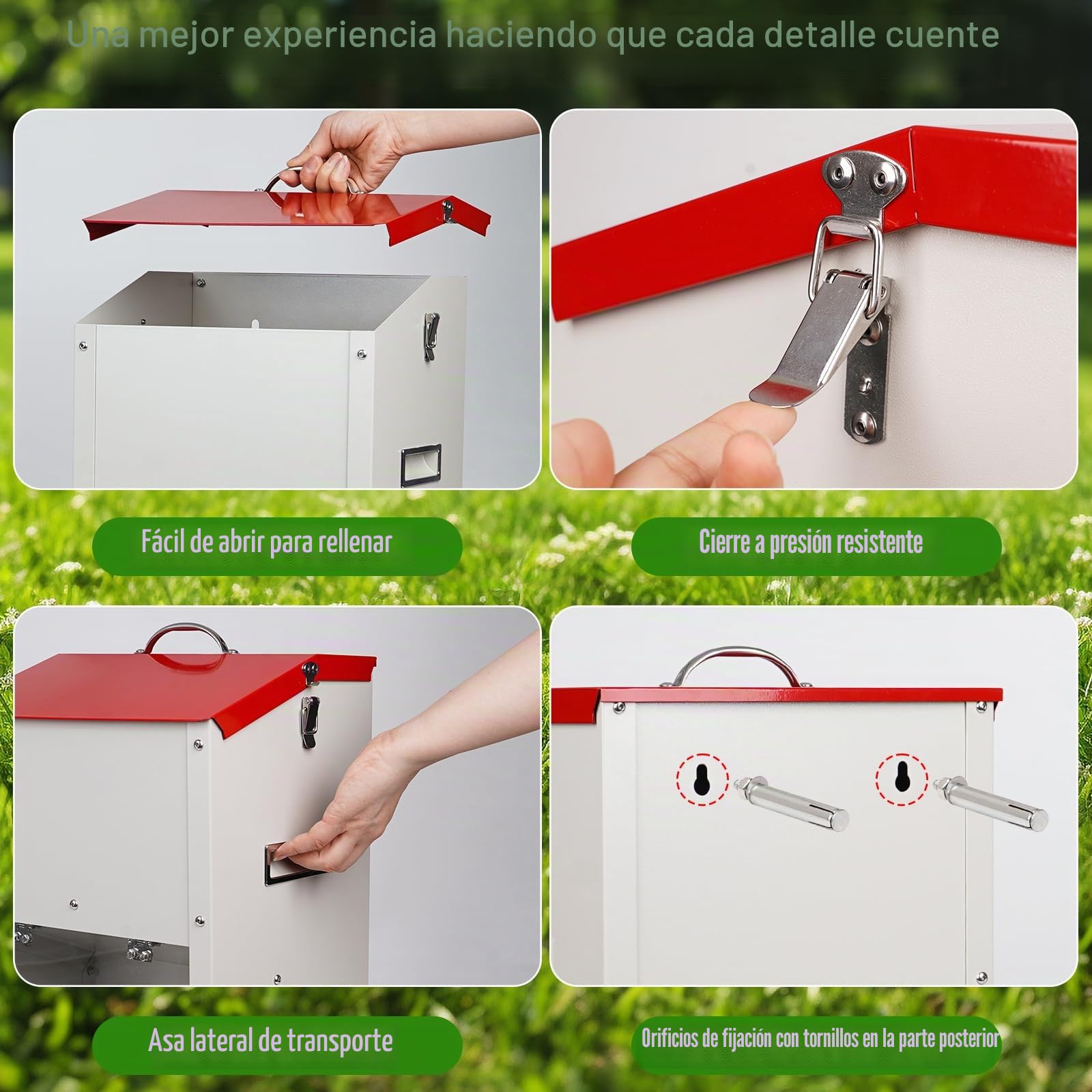 Comedero Automático para Perros, Alimentador para Mascotas de Exterior de 11 Kg, Comedero Galvanizado por Gravedad para Perros de Razas Grandes