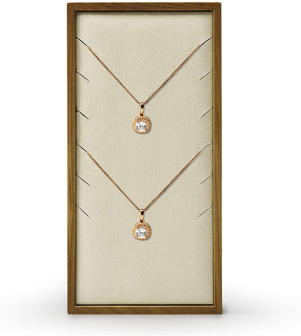 Oirlv Solid Wood Jewelry Organizer Tray Pendant Necklace Storage With Pads (Creamy-white)
