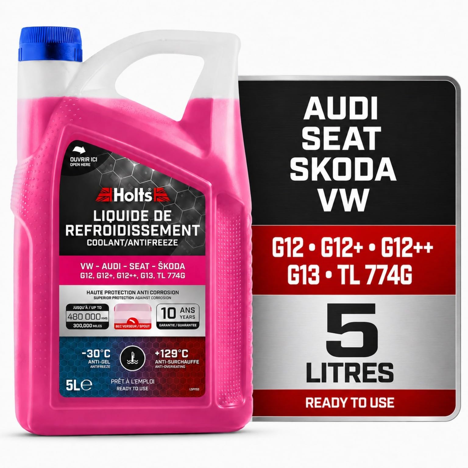 HAFR0006B Antifreeze Coolant for VW, Audi, Seat, Skoda G12/G12+/G12++/G13/G12 EVO, -30°C, Pink, 5 Litre