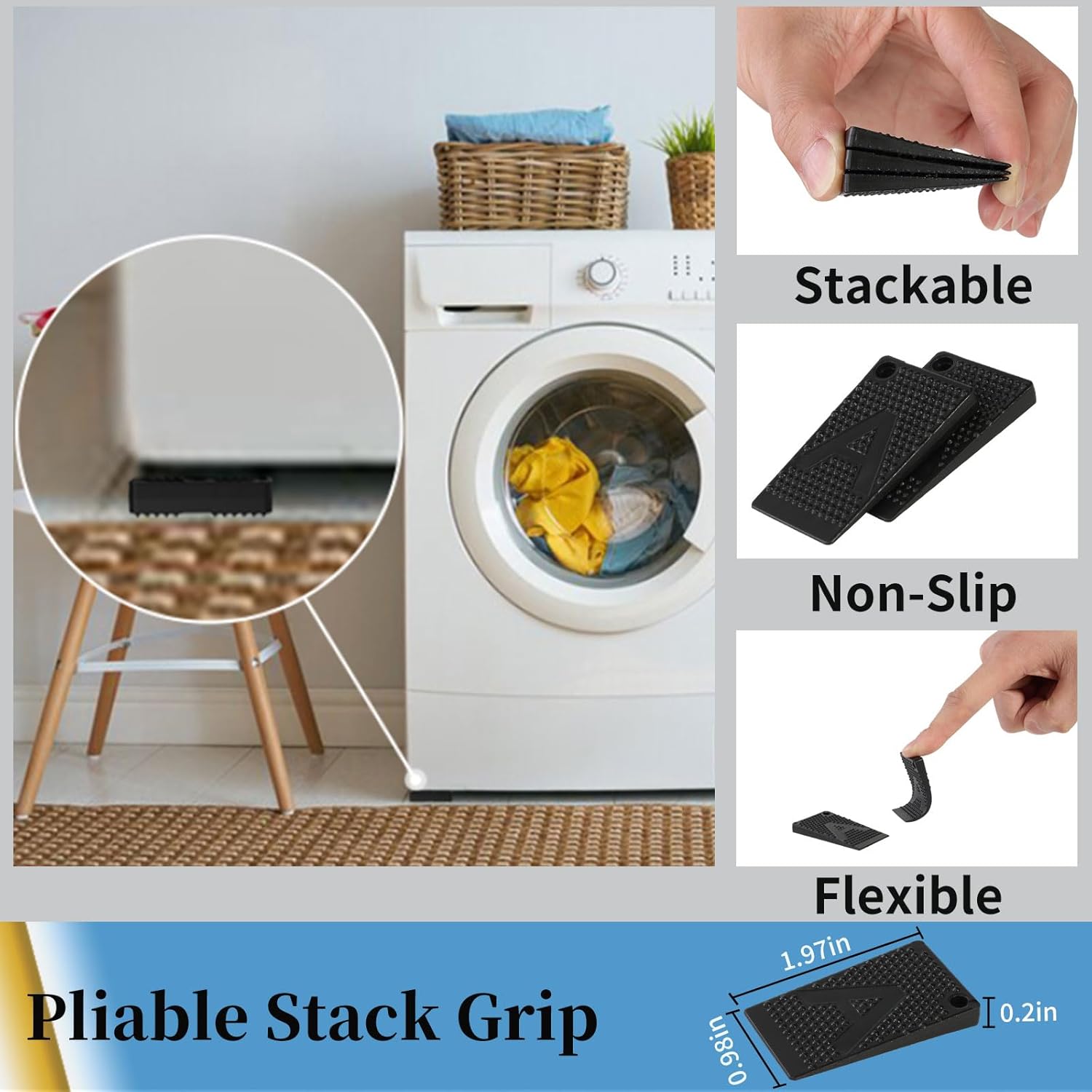 Furniture Levelers, 35 Piece Jar 2", Non-Slip Rubber Shims for Leveling, Table Wedges for Toilet Refrigerator Piano, Furniture Levelers for Home Improvement and Work, Cuttable and Stackable