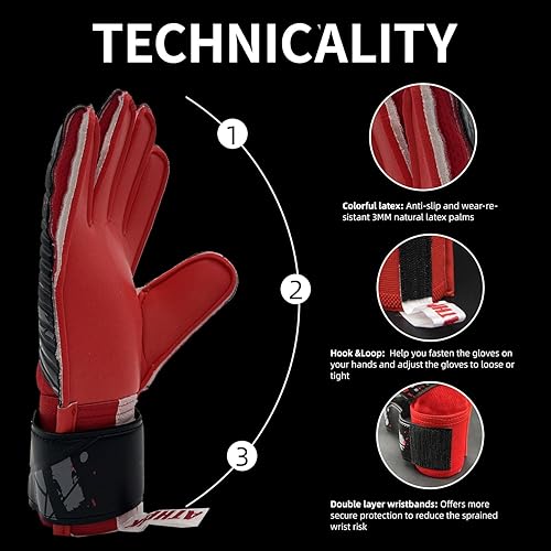 Miniatura 2 de Guantes de portero con protección de dedos profesionales, agarre fuerte para los salvamentos más duros, protección para prevenir lesiones,